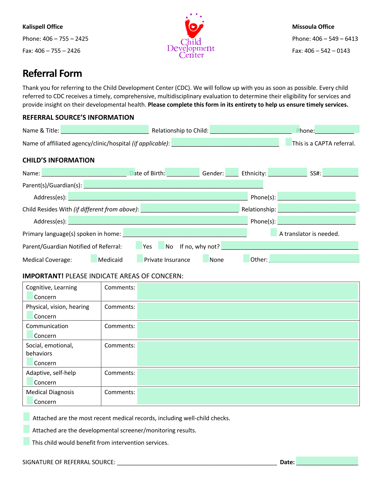 Referral Form screenshot