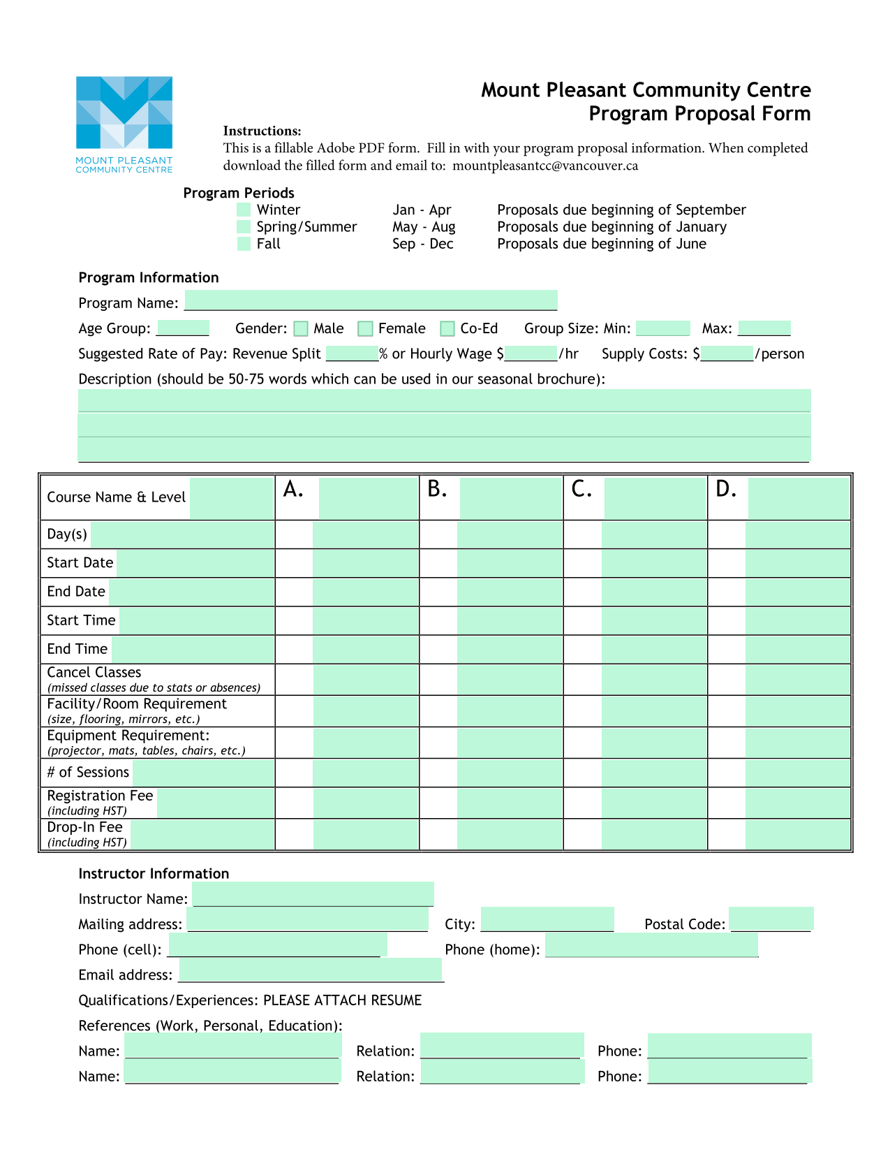 Program Proposal Form screenshot
