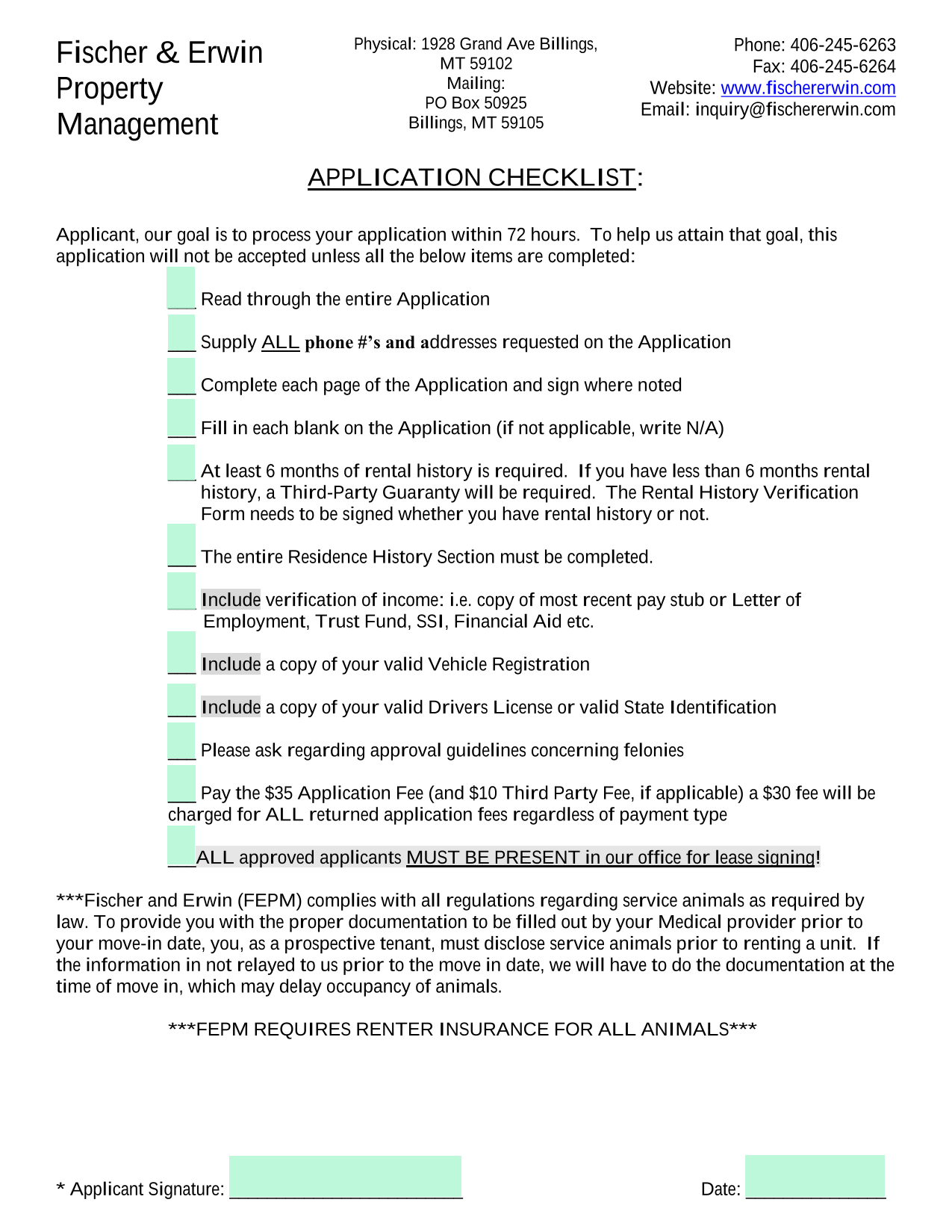 Rental Application screenshot