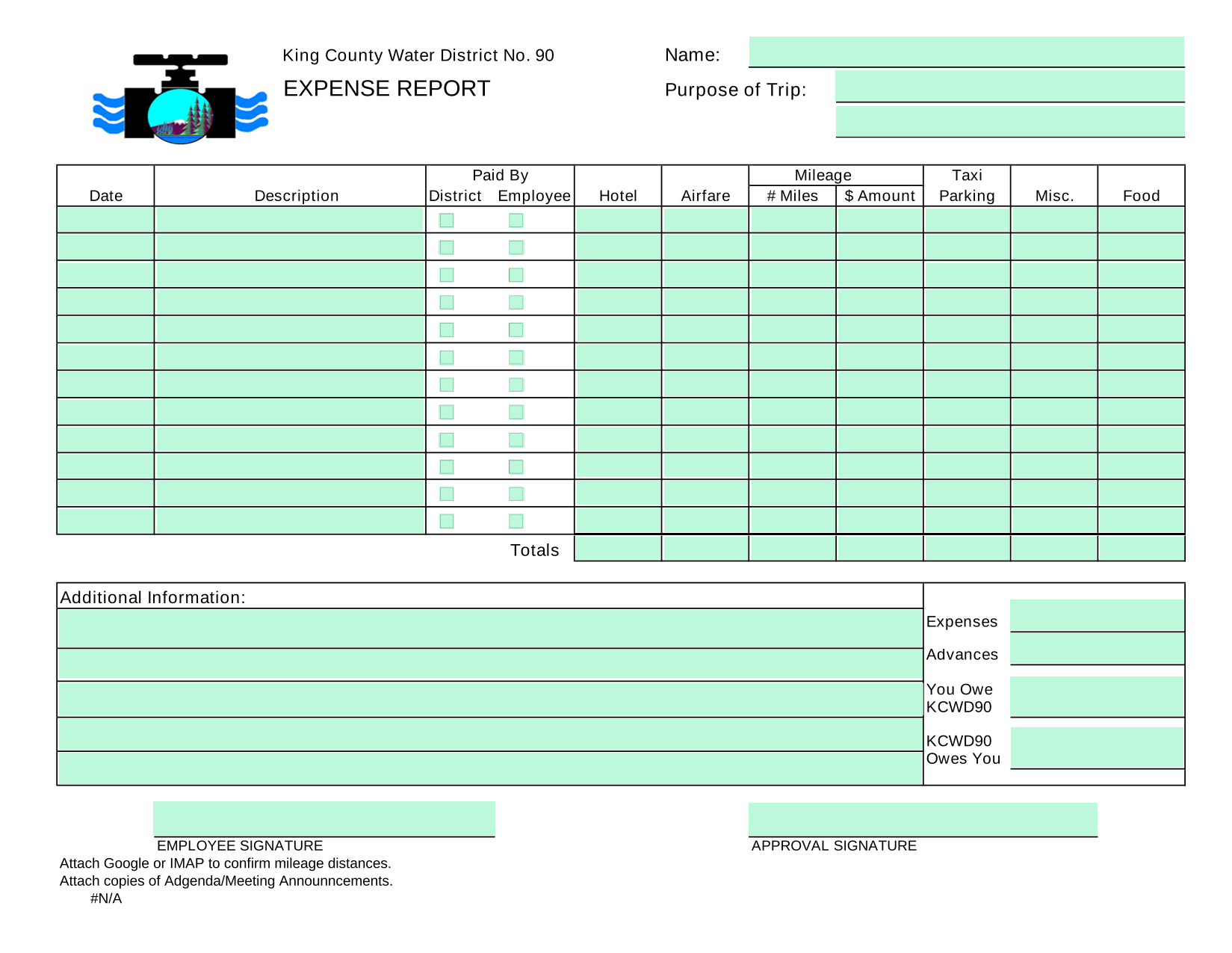EXPENSE REPORT screenshot