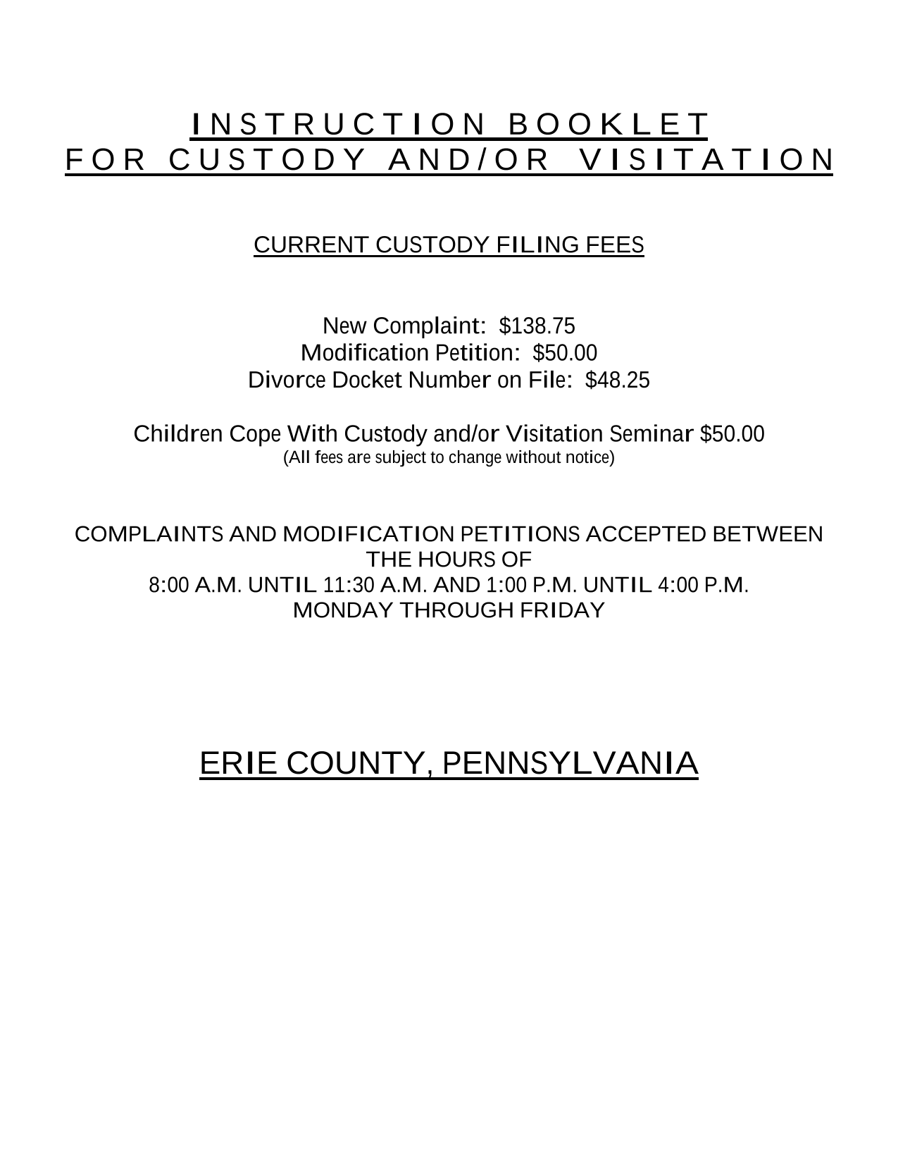 Instruction Booklet For Custody AndOr Visitation screenshot