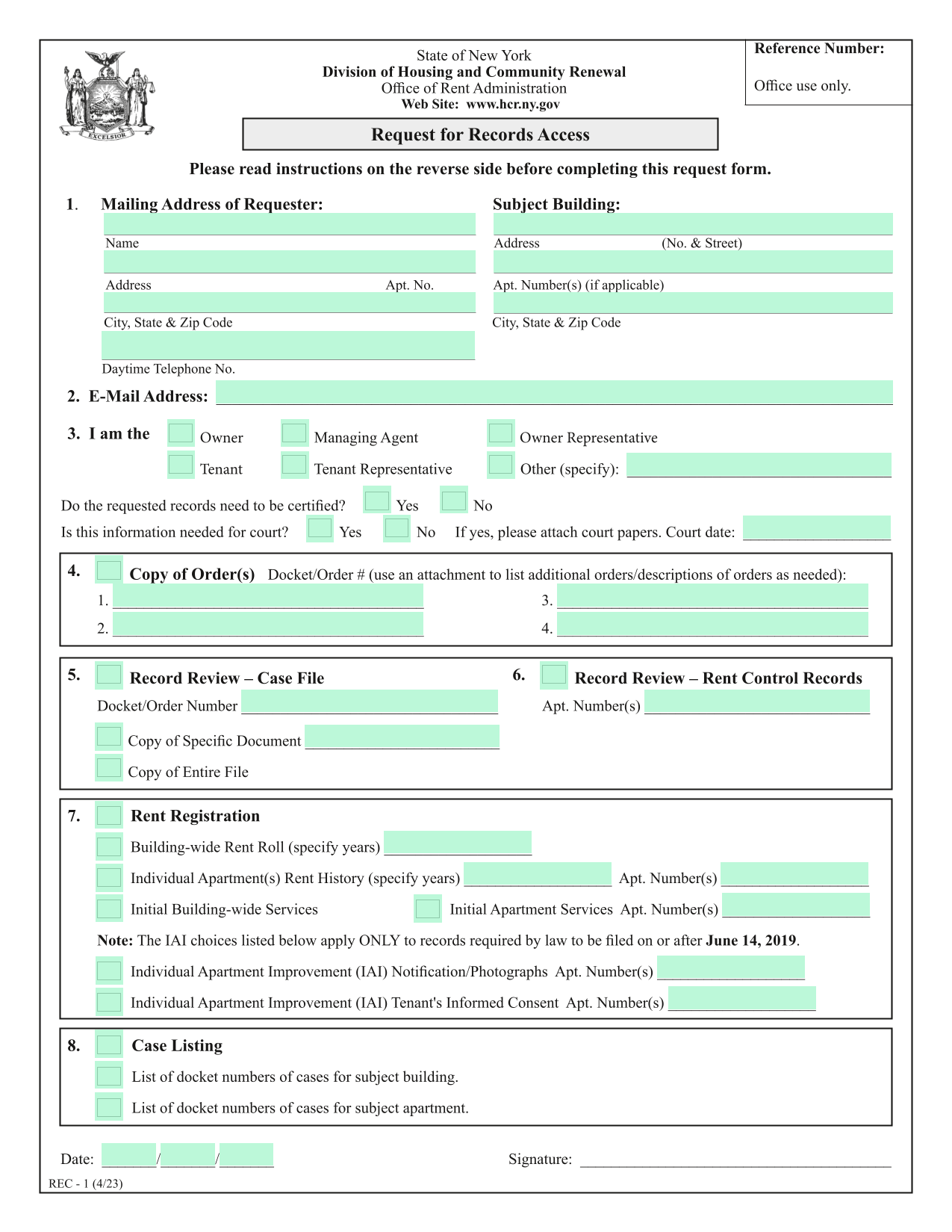 Request For Records Access screenshot