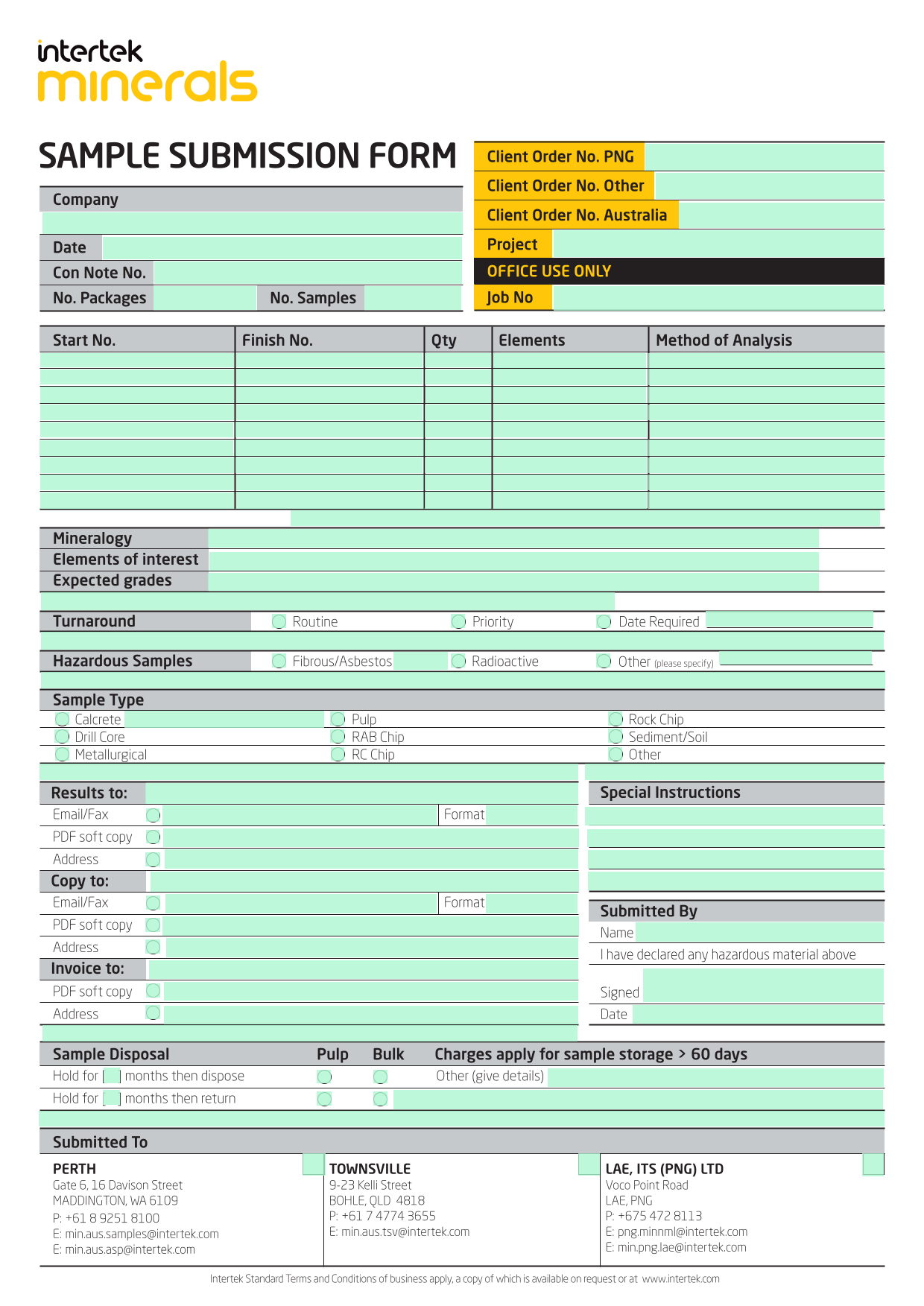 Sample Submission Form screenshot