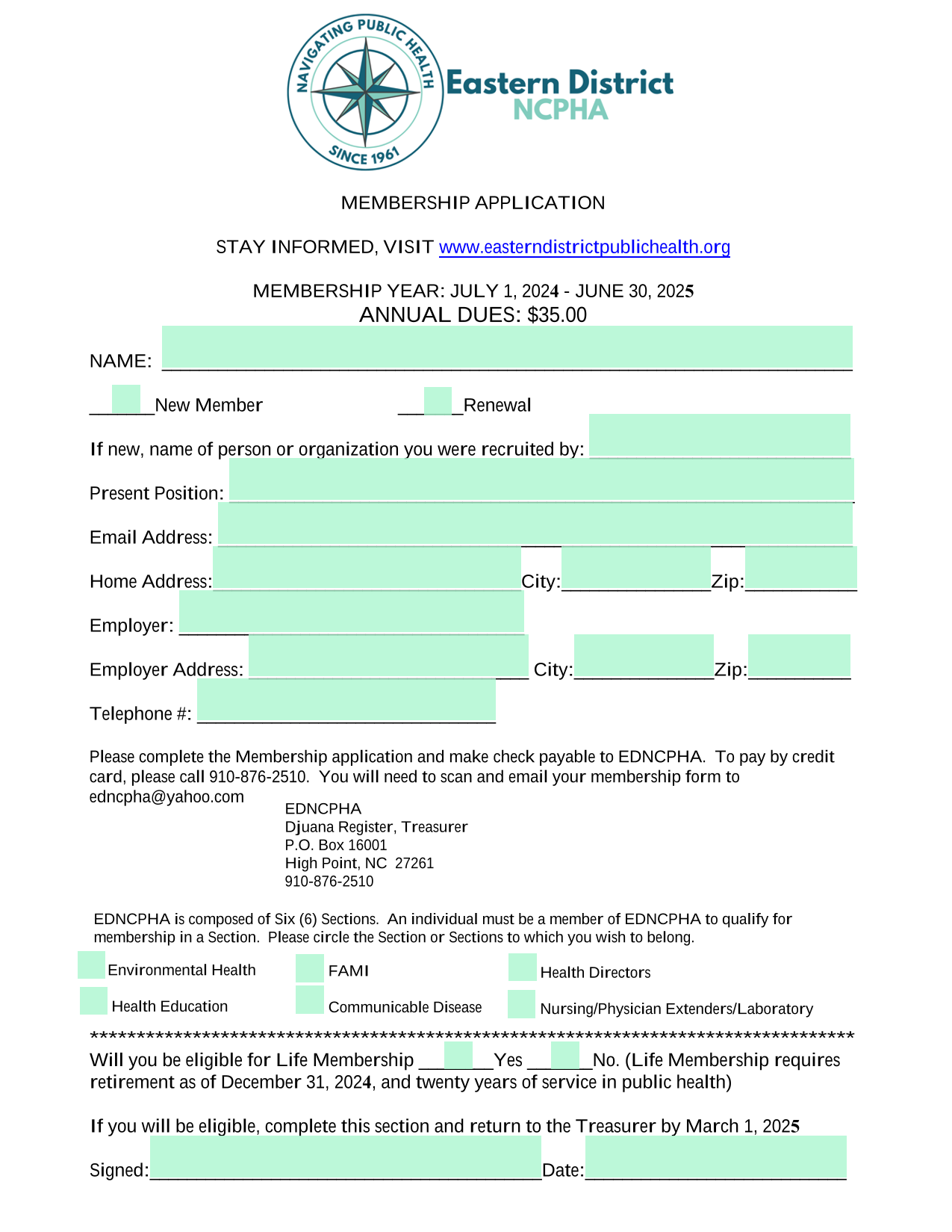 MEMBERSHIP APPLICATION screenshot