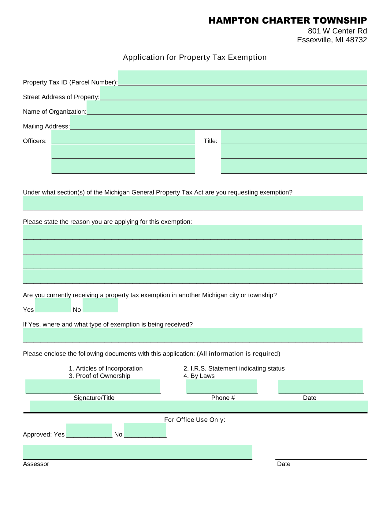 Application For Property Tax Exemption screenshot