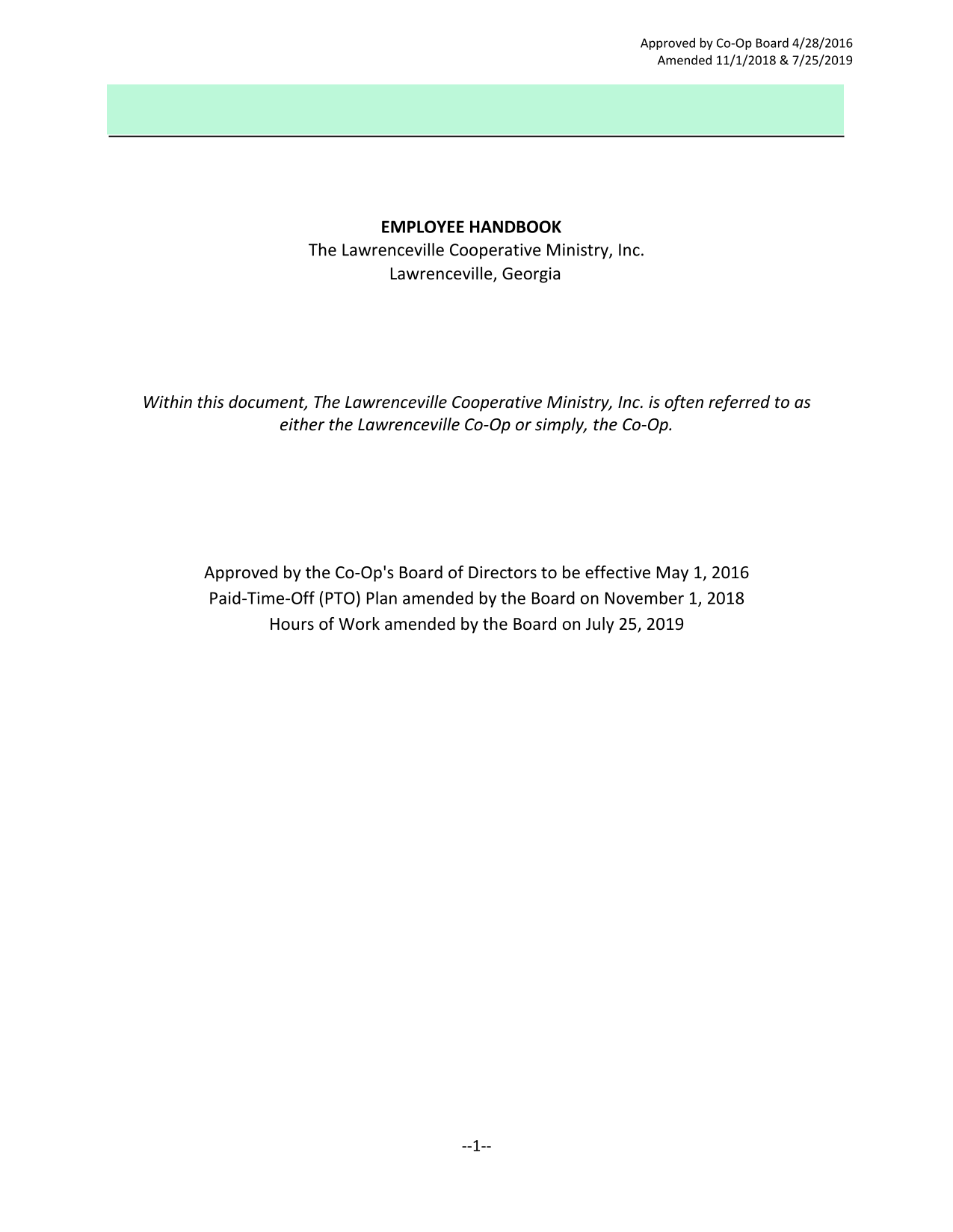 Employee Handbook screenshot