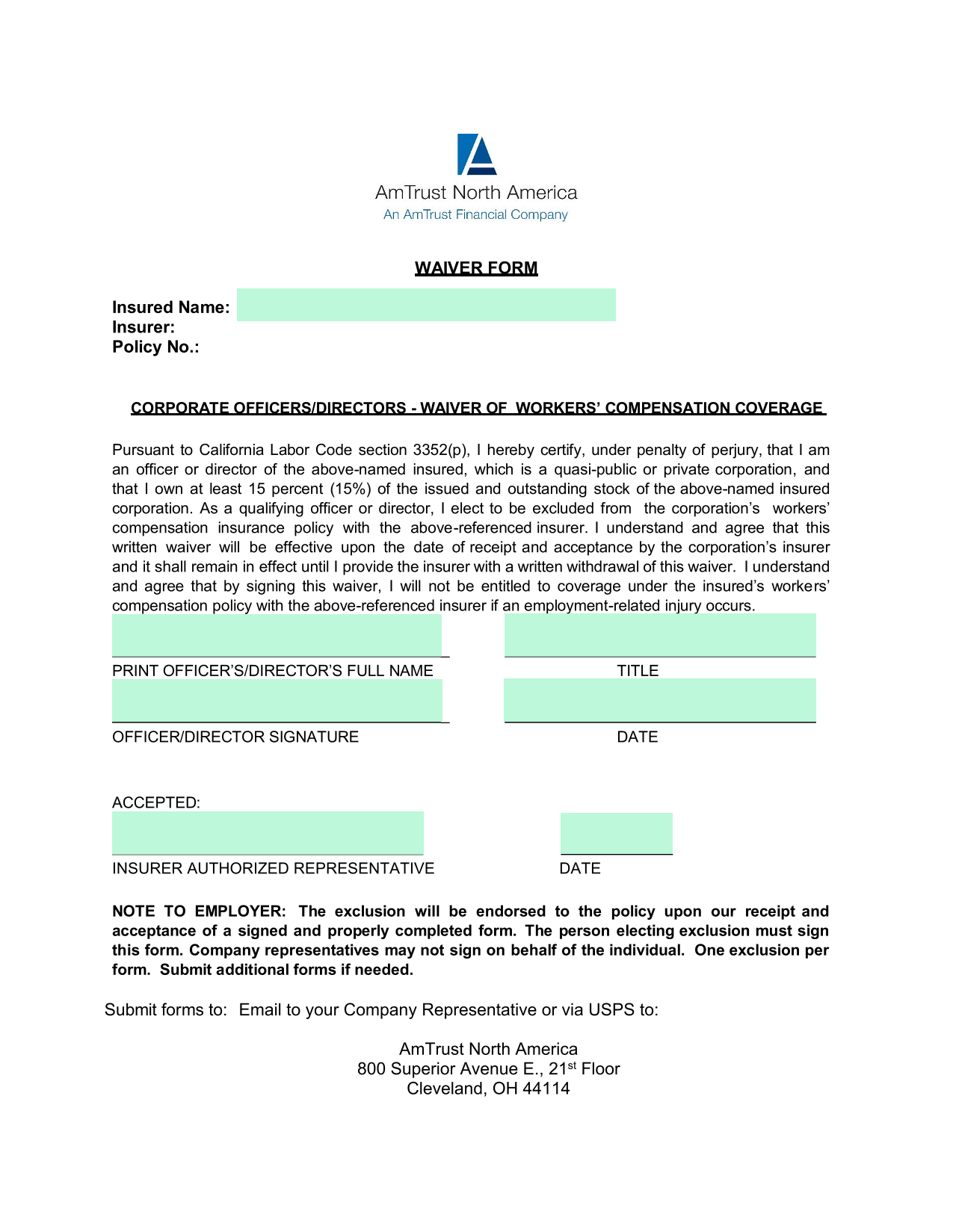 WAIVER FORM screenshot