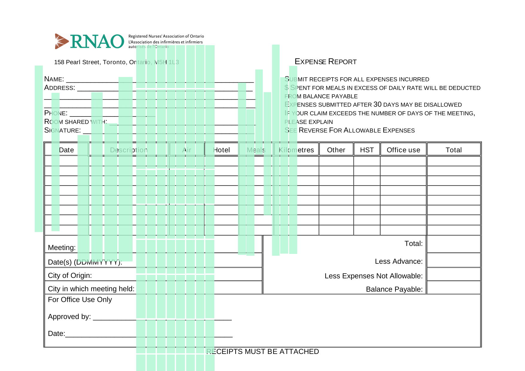 EXPENSE REPORT screenshot