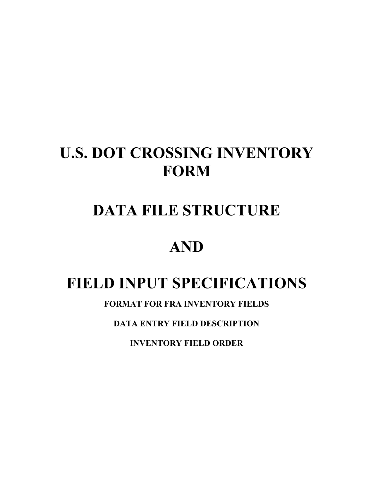 U.S. DOT Crossing Inventory Form screenshot