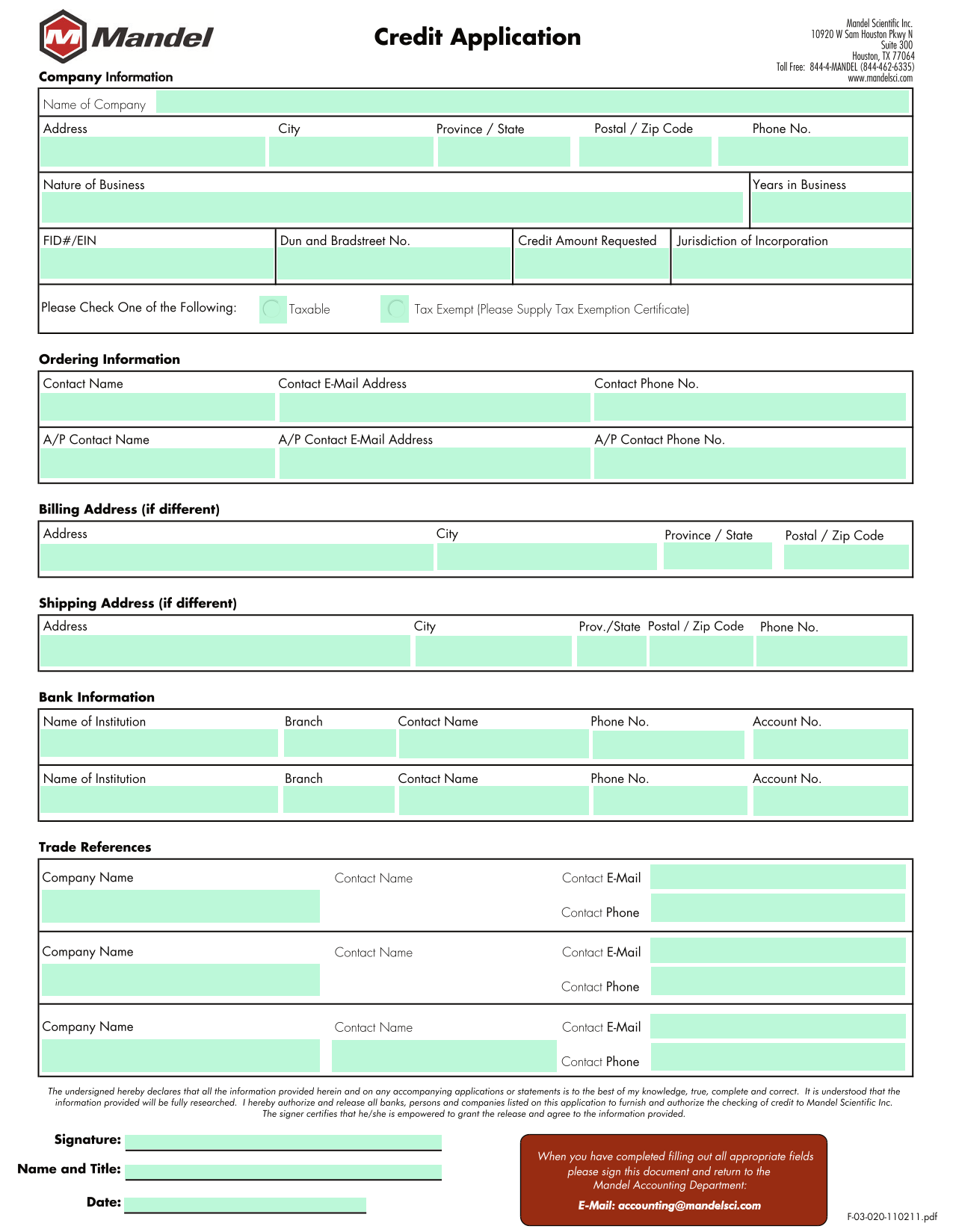 Credit Application screenshot