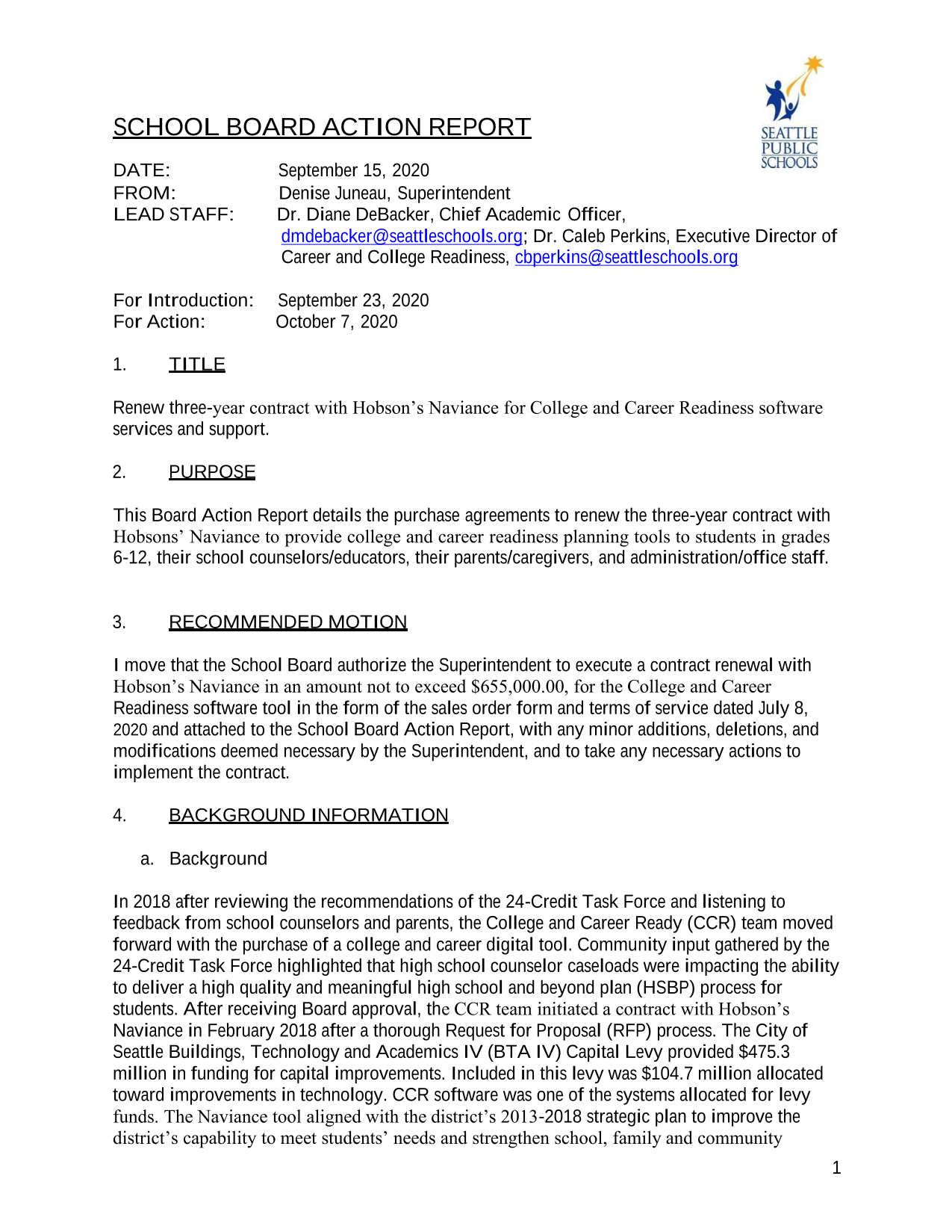 School Board Action Report screenshot