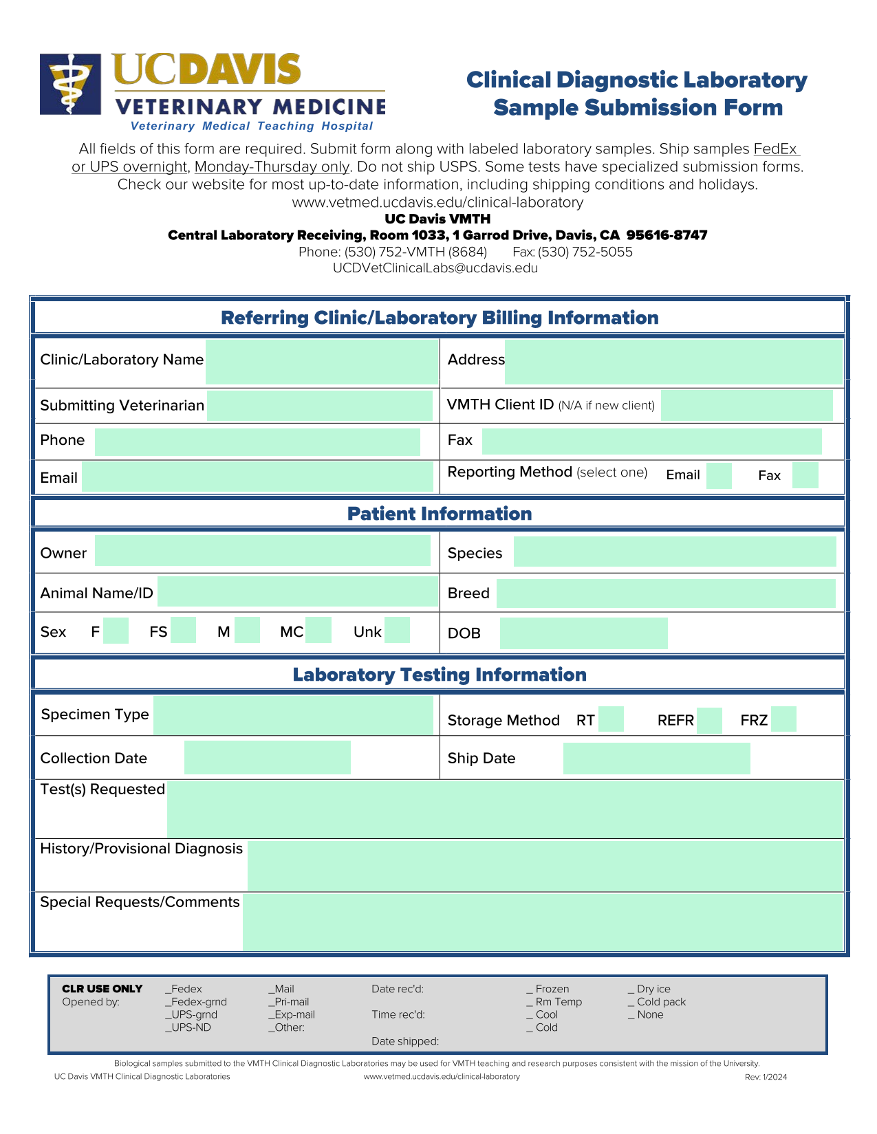 Sample Submission Form screenshot