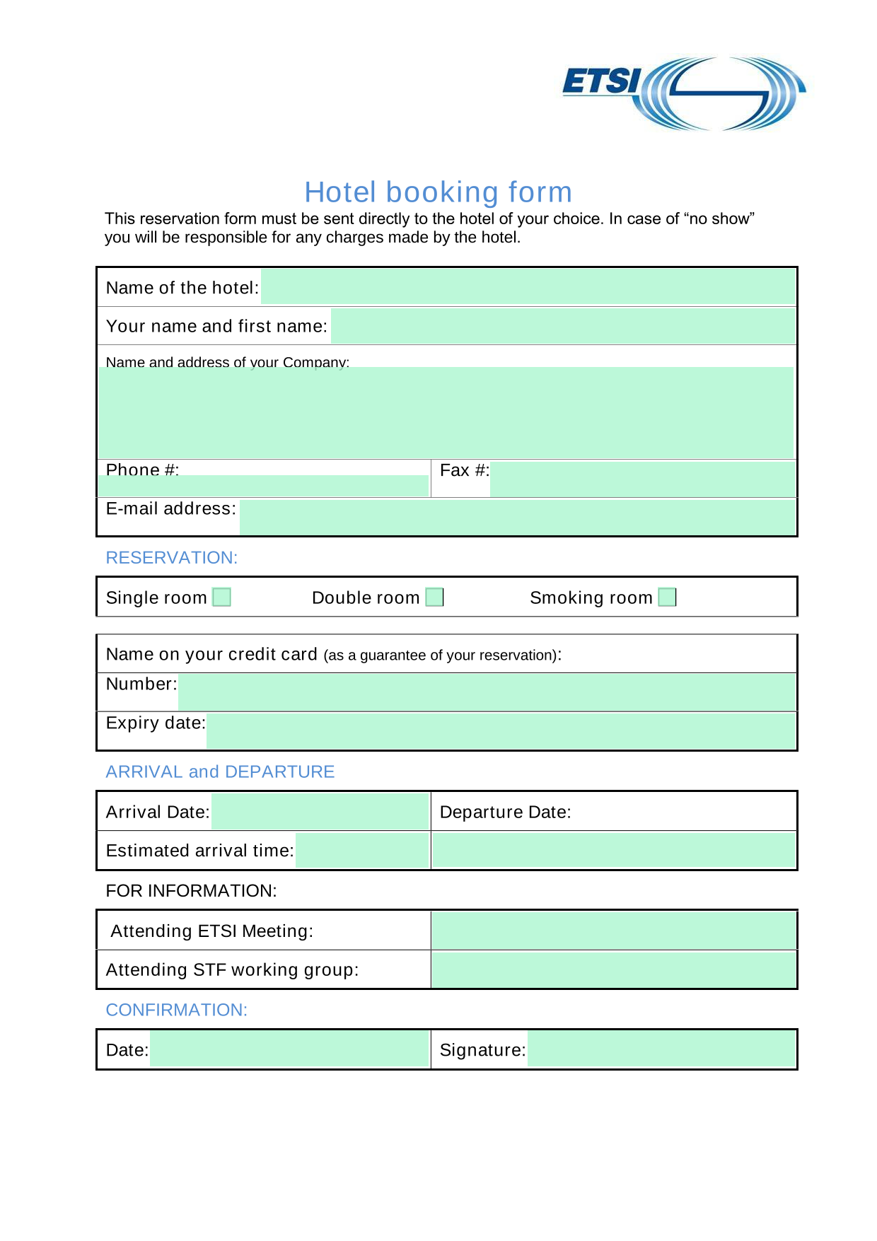 Hotel Booking Form screenshot