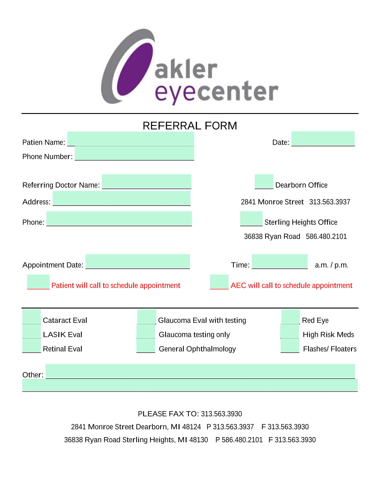 Referral Form screenshot