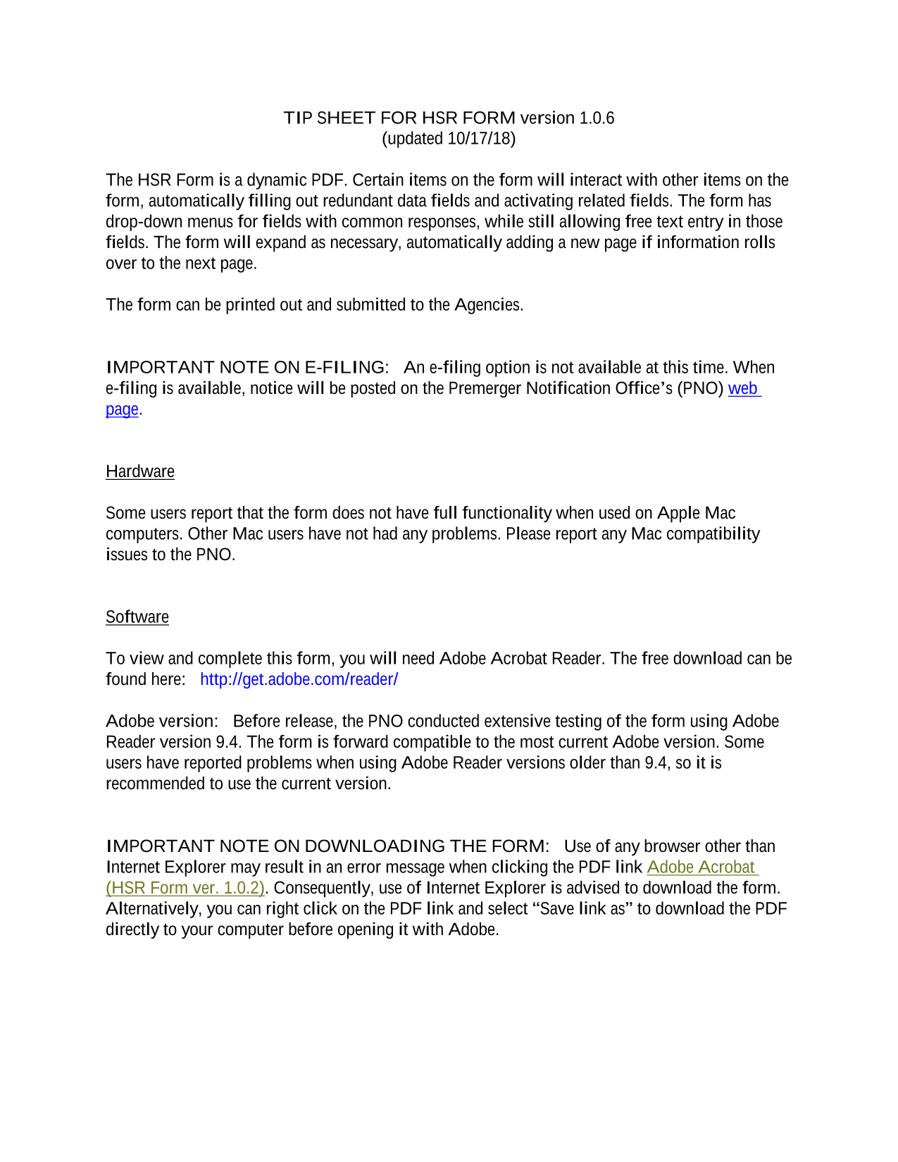 TIP SHEET FOR HSR FORM screenshot