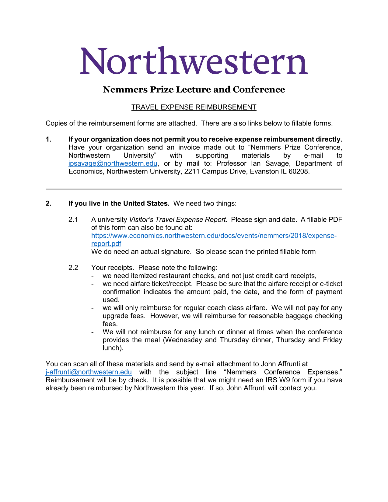 Travel Expense Reimbursement Form screenshot