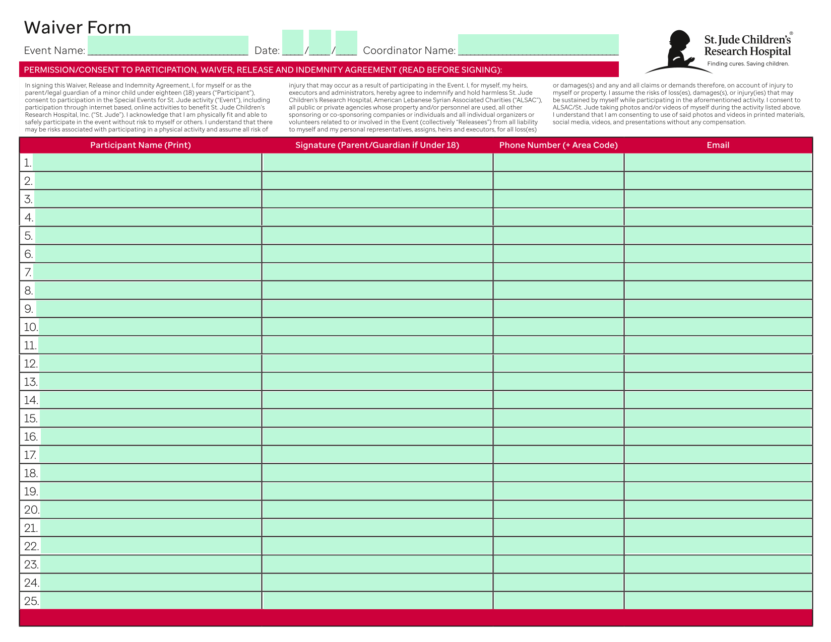 Waiver Form screenshot