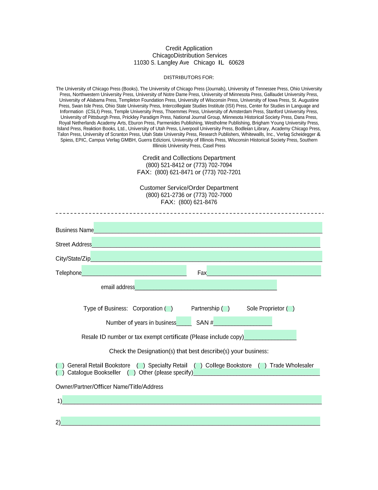 Credit Application screenshot