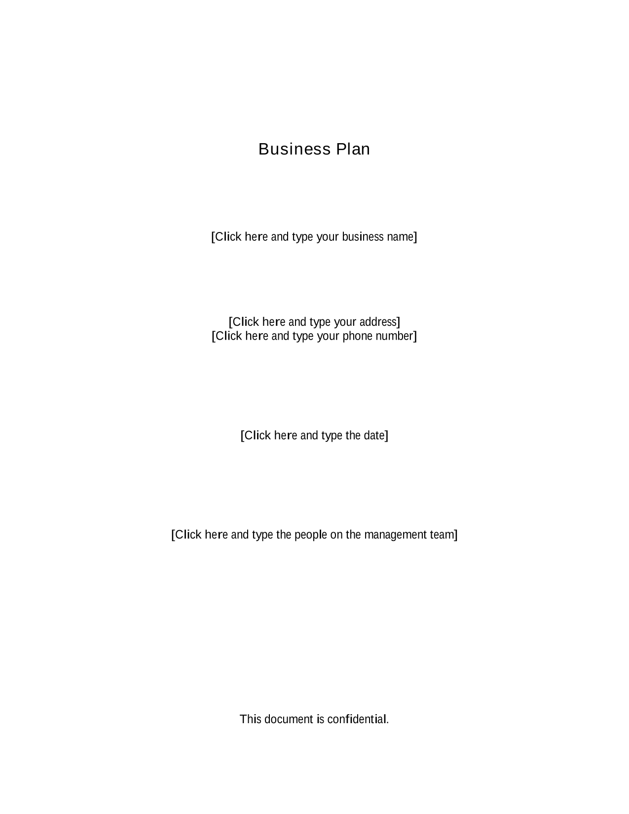 Business Plan screenshot