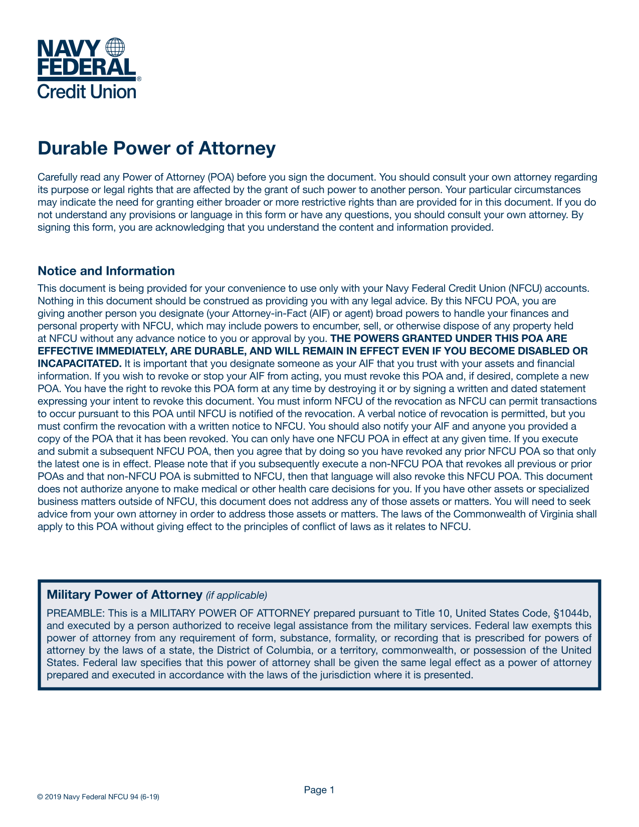 Durable Power Of Attorney screenshot
