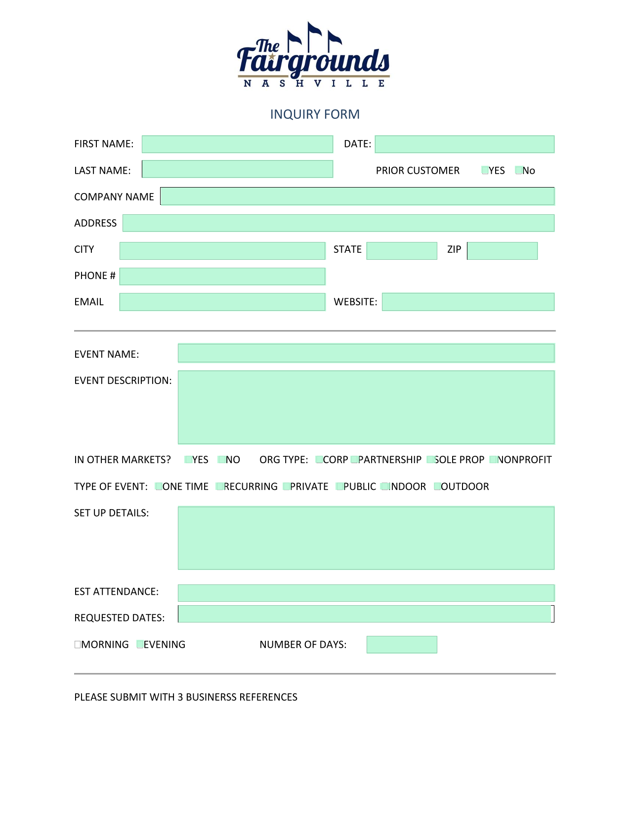 Inquiry Form screenshot