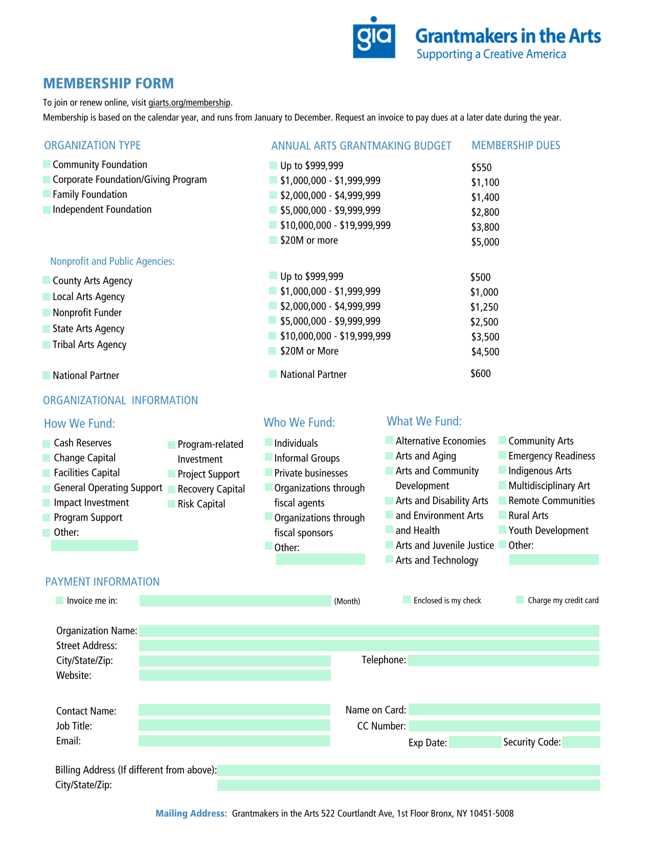 MEMBERSHIP FORM screenshot