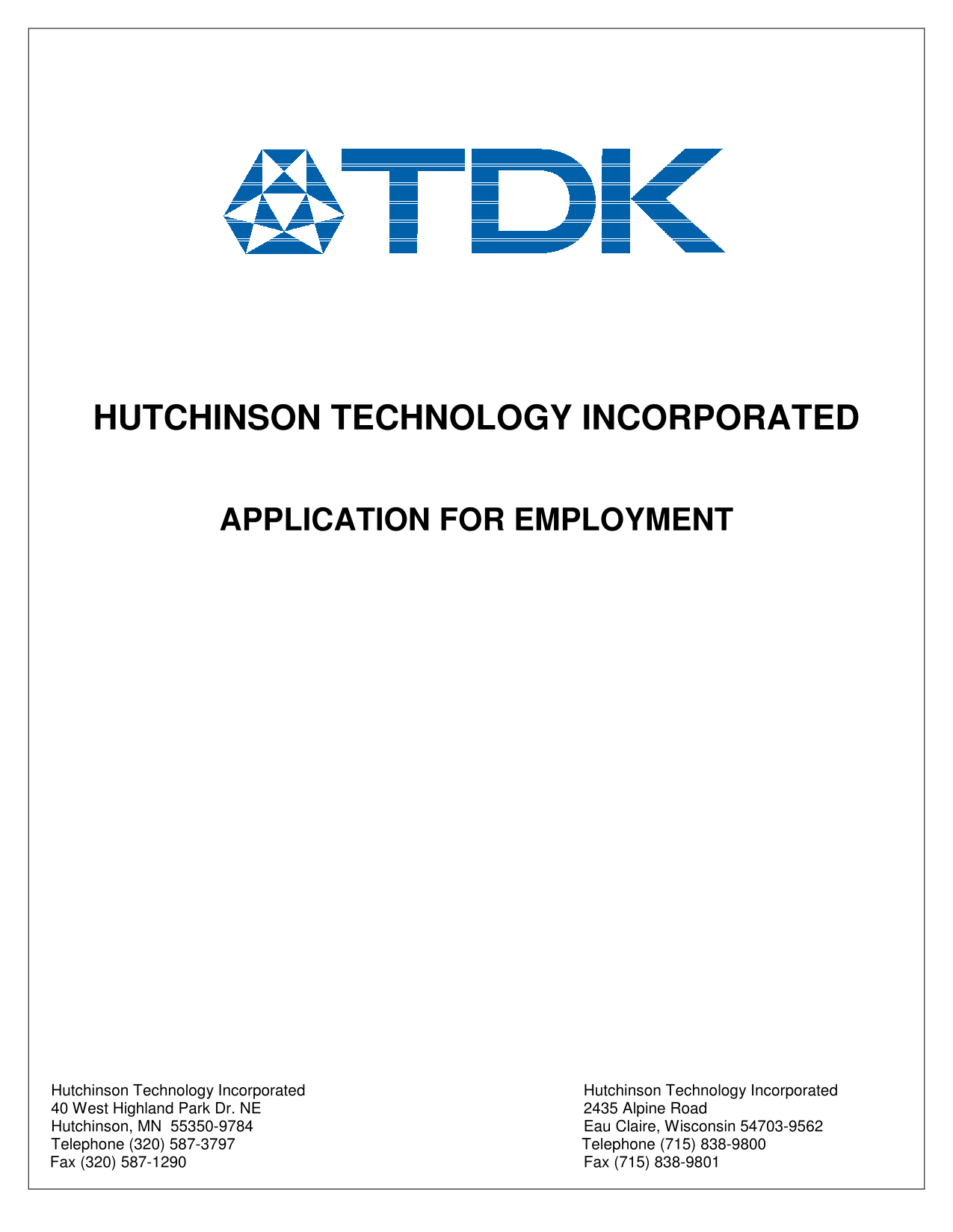 APPLICATION FOR EMPLOYMENT screenshot