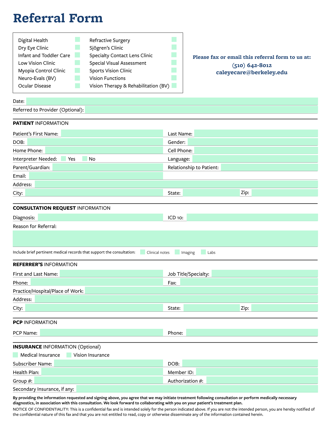 Referral Form screenshot