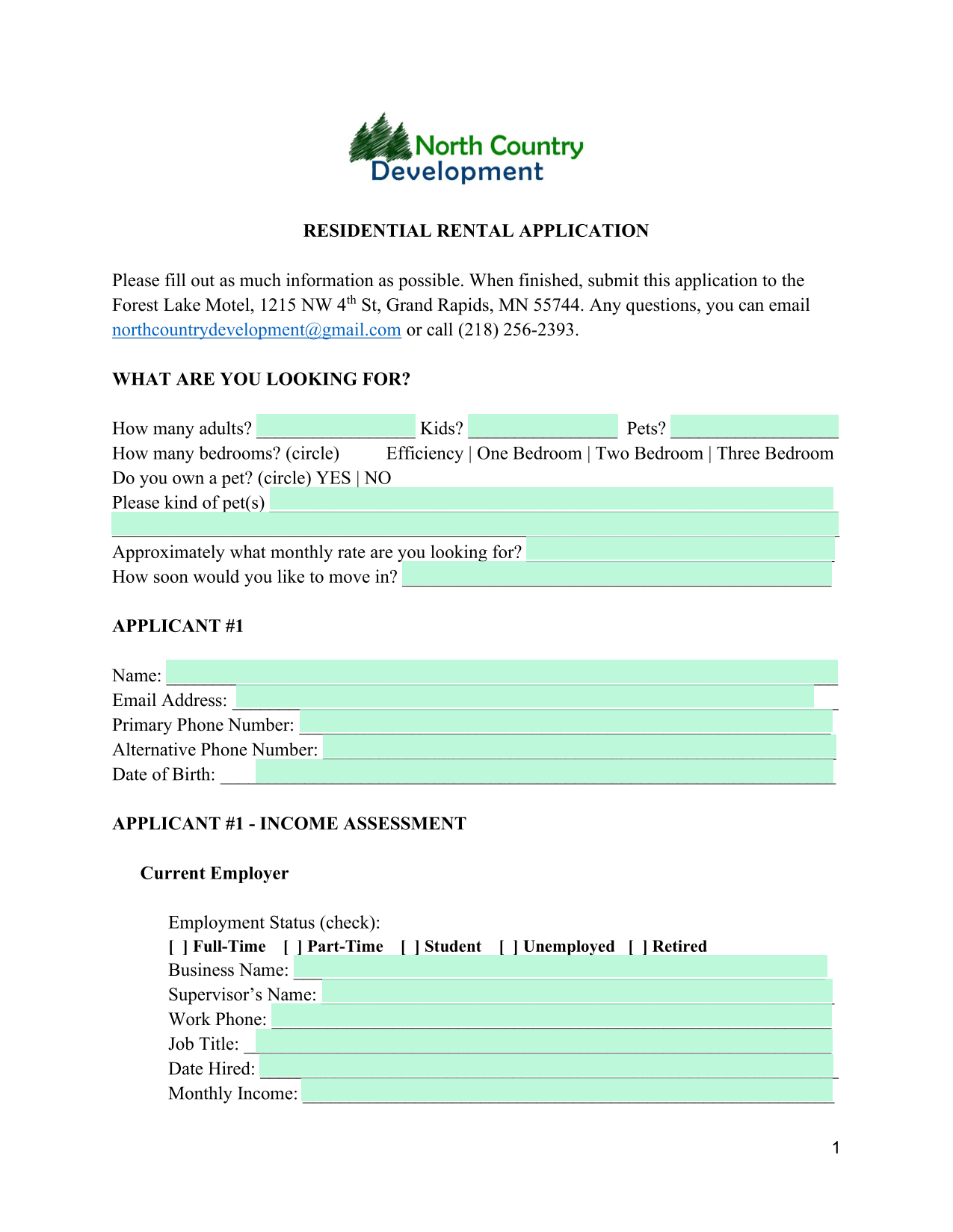 Residential Rental Application screenshot