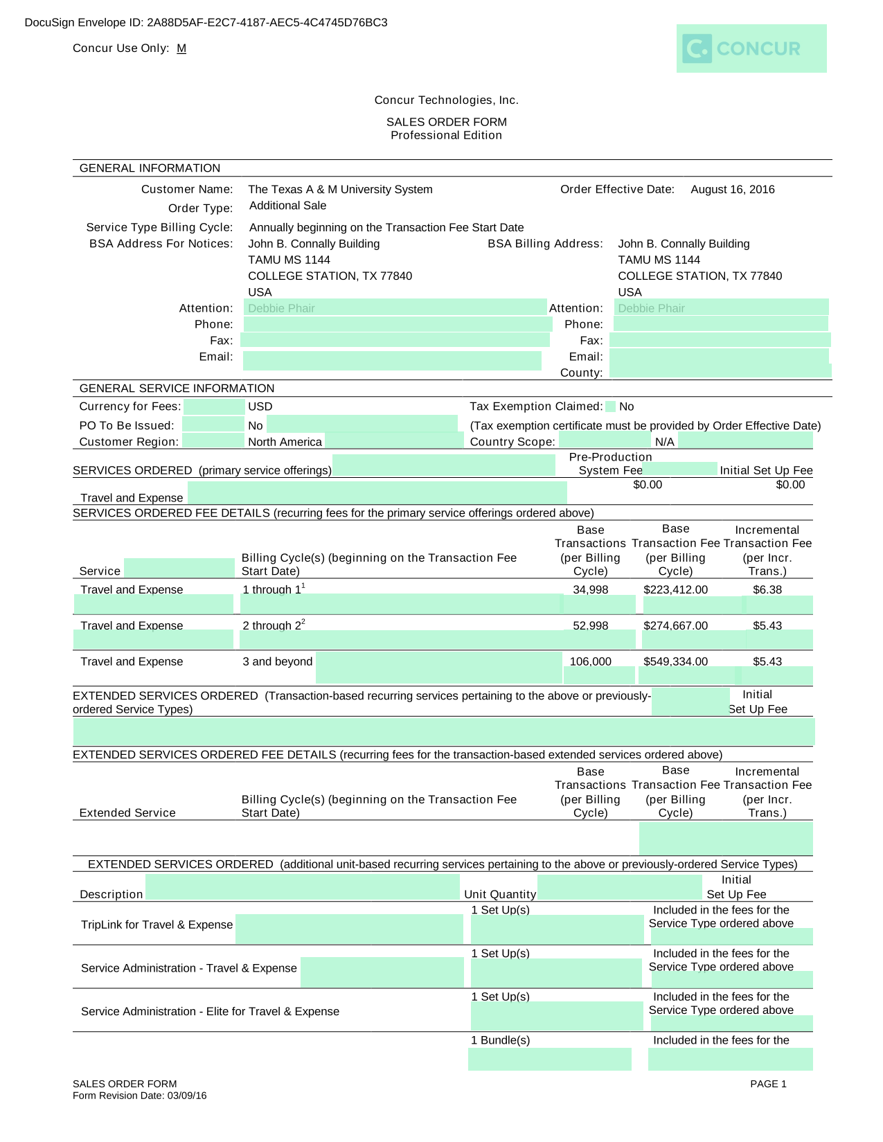 Sales Order Form screenshot