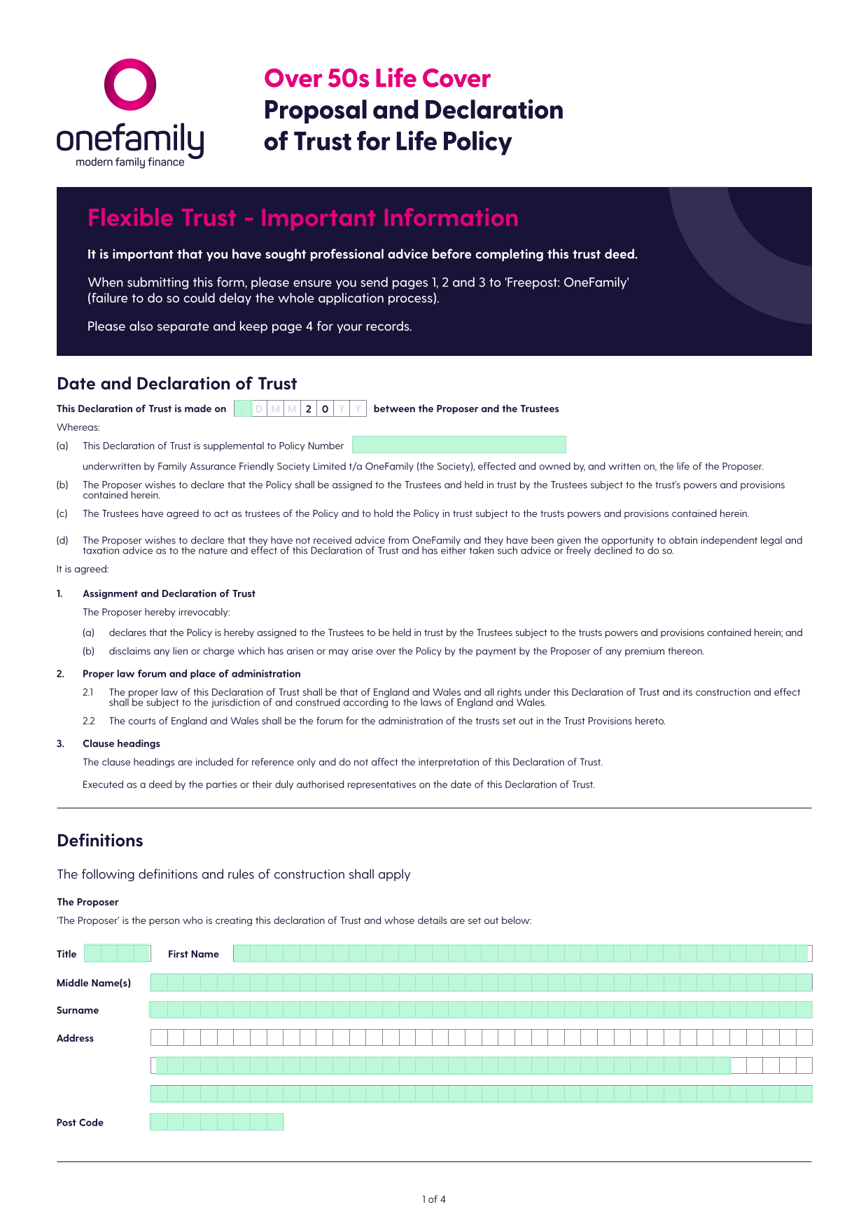 Declaration Of Trust screenshot