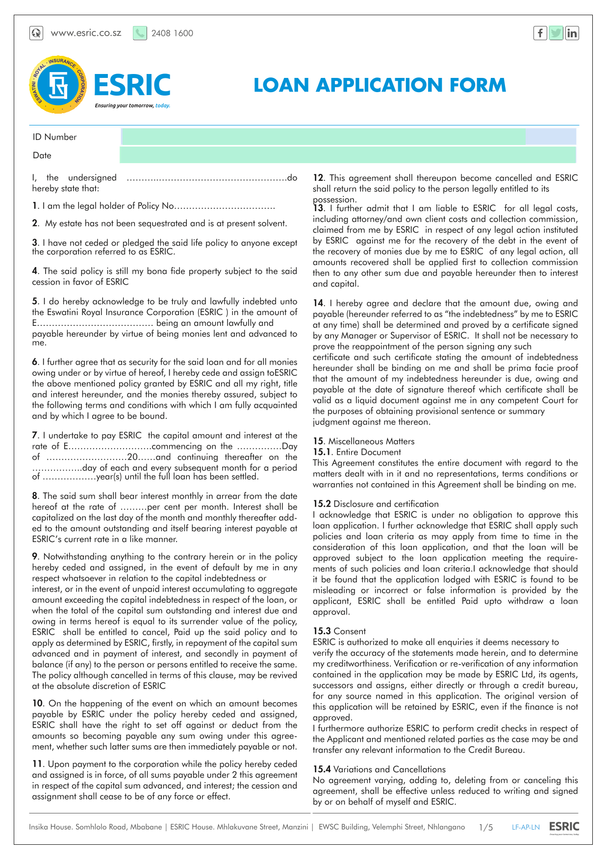 Loan Application Form screenshot