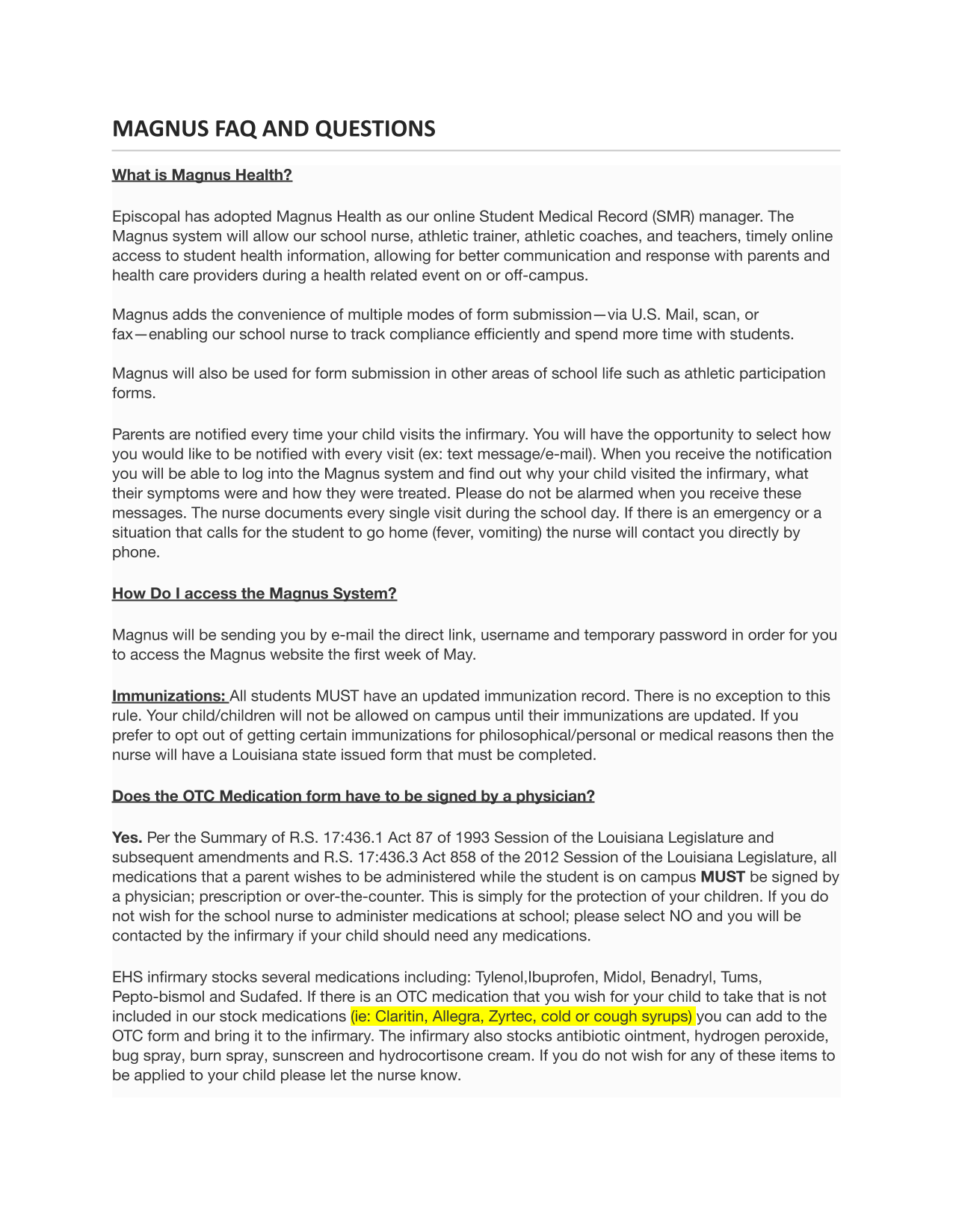 MAGNUS FAQ AND QUESTIONS screenshot