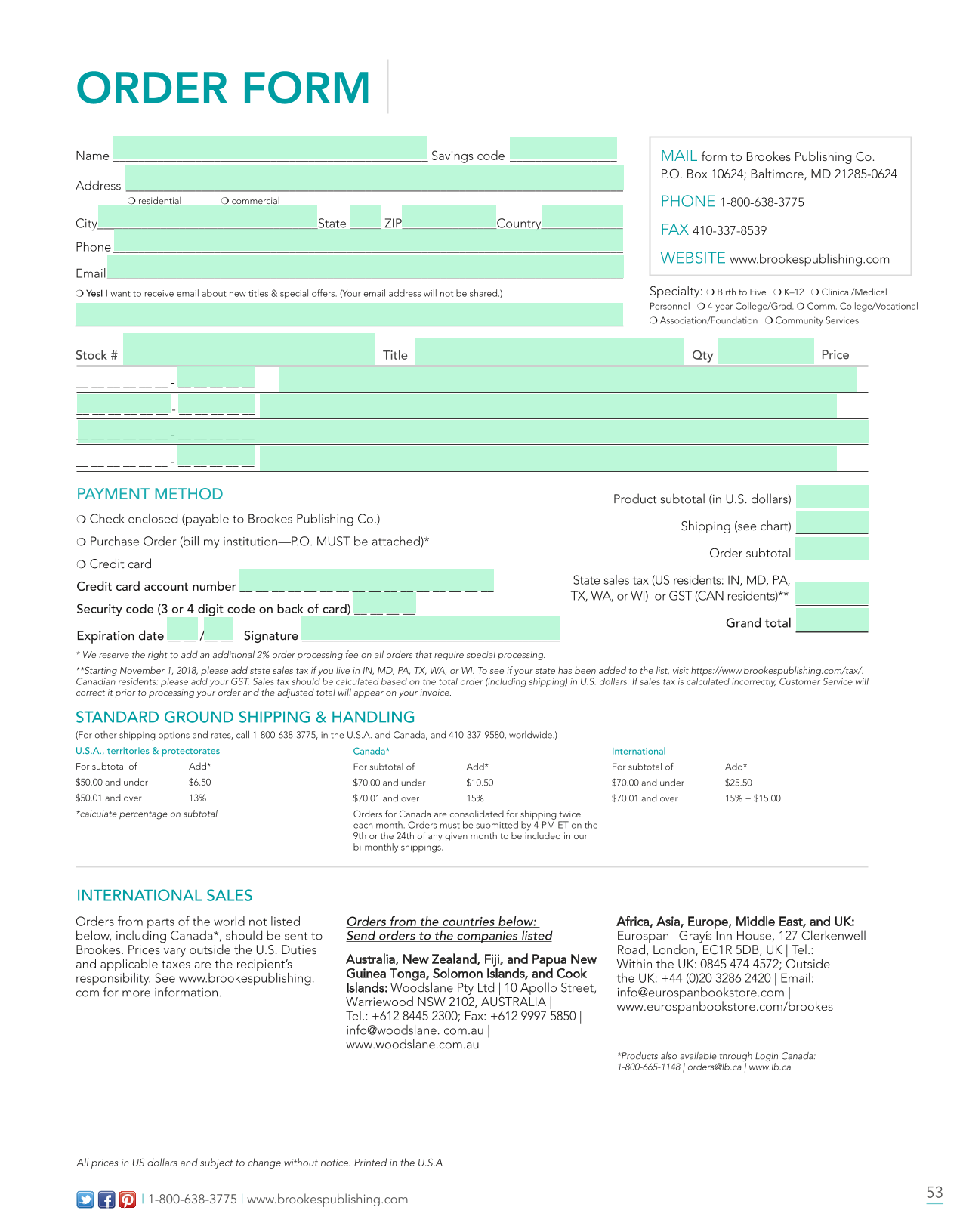 Order Form screenshot