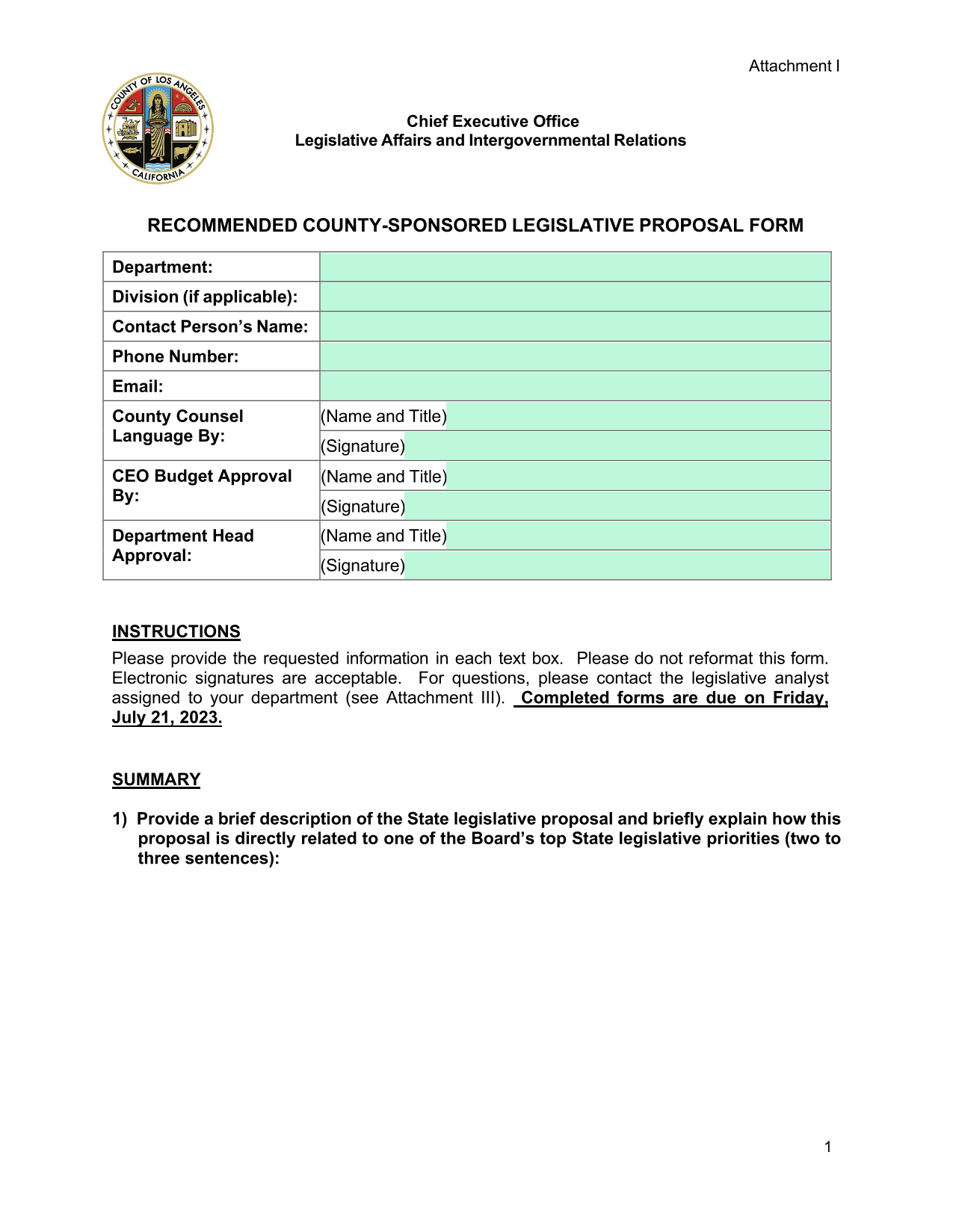 Recommended County Sponsored Legislative Proposal Form screenshot