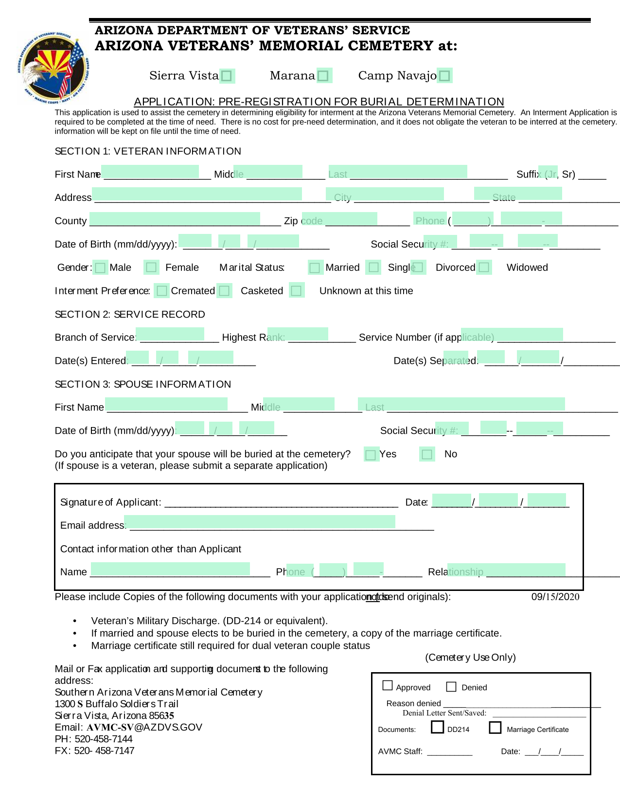 Pre Registration For Burial Determination screenshot