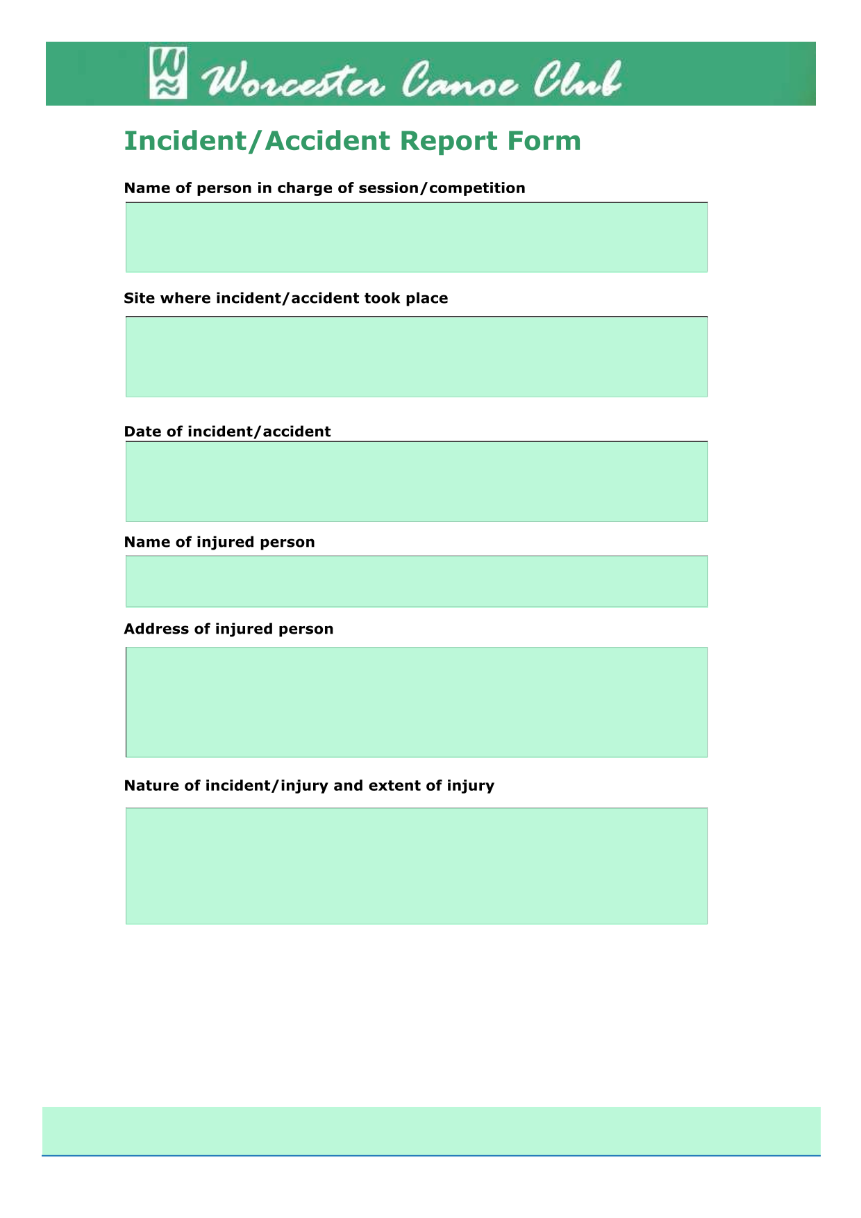IncidentAccident Report Form screenshot