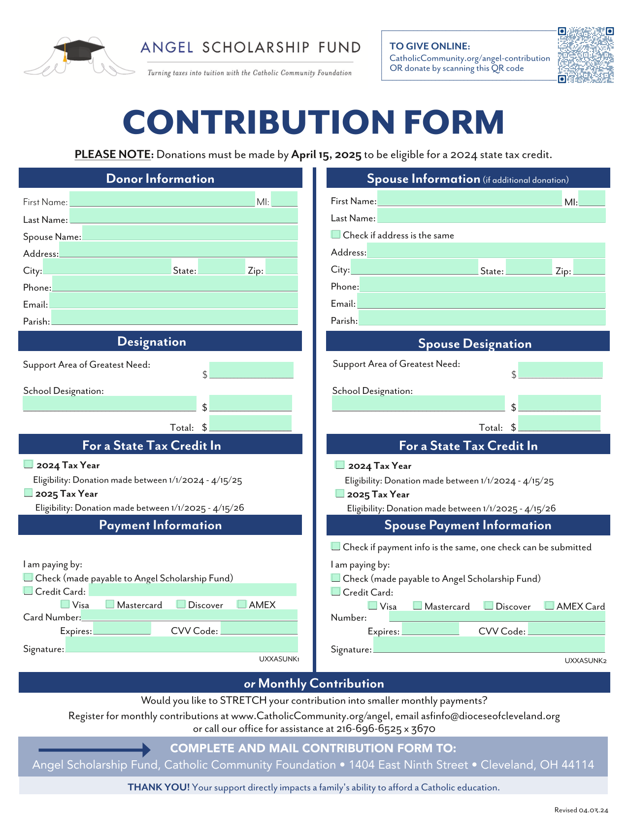 Contribution Form screenshot