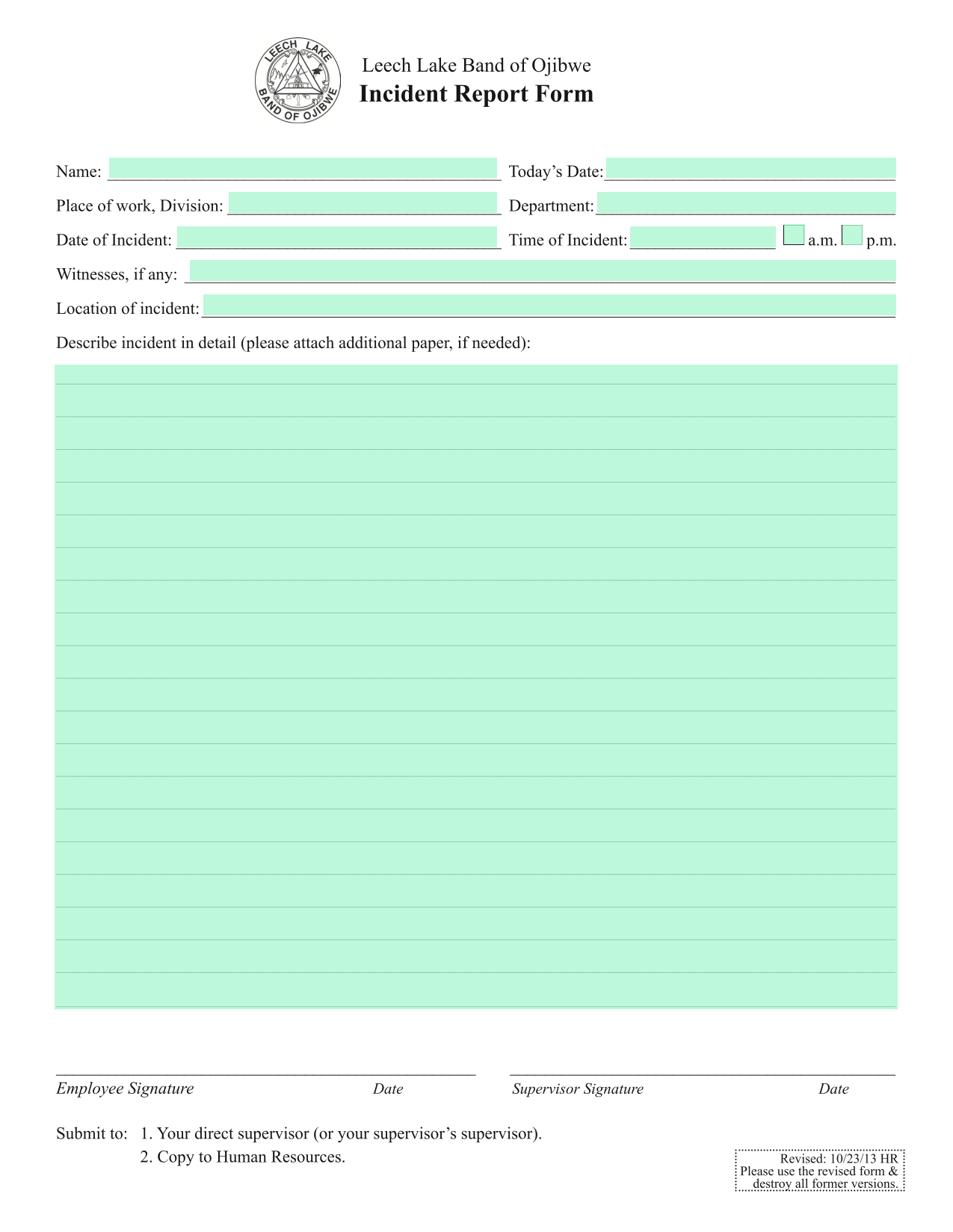 Incident Report Form screenshot