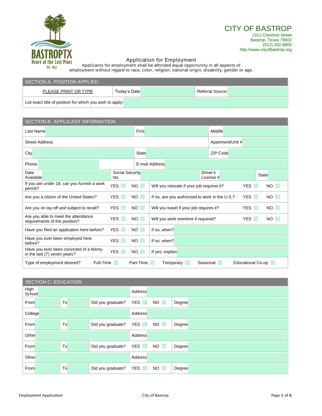 Application For Employment screenshot