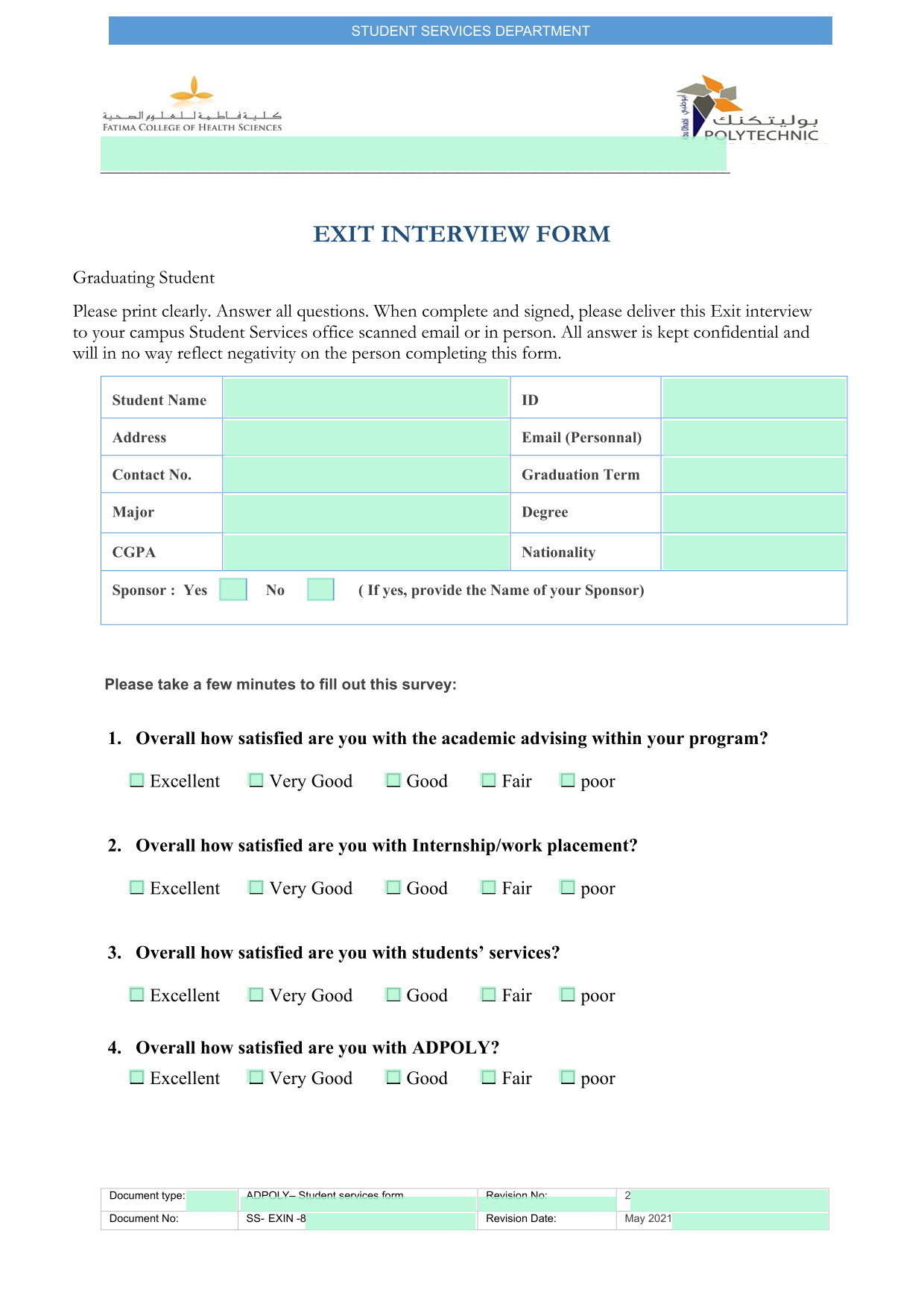 Exit Interview Form screenshot
