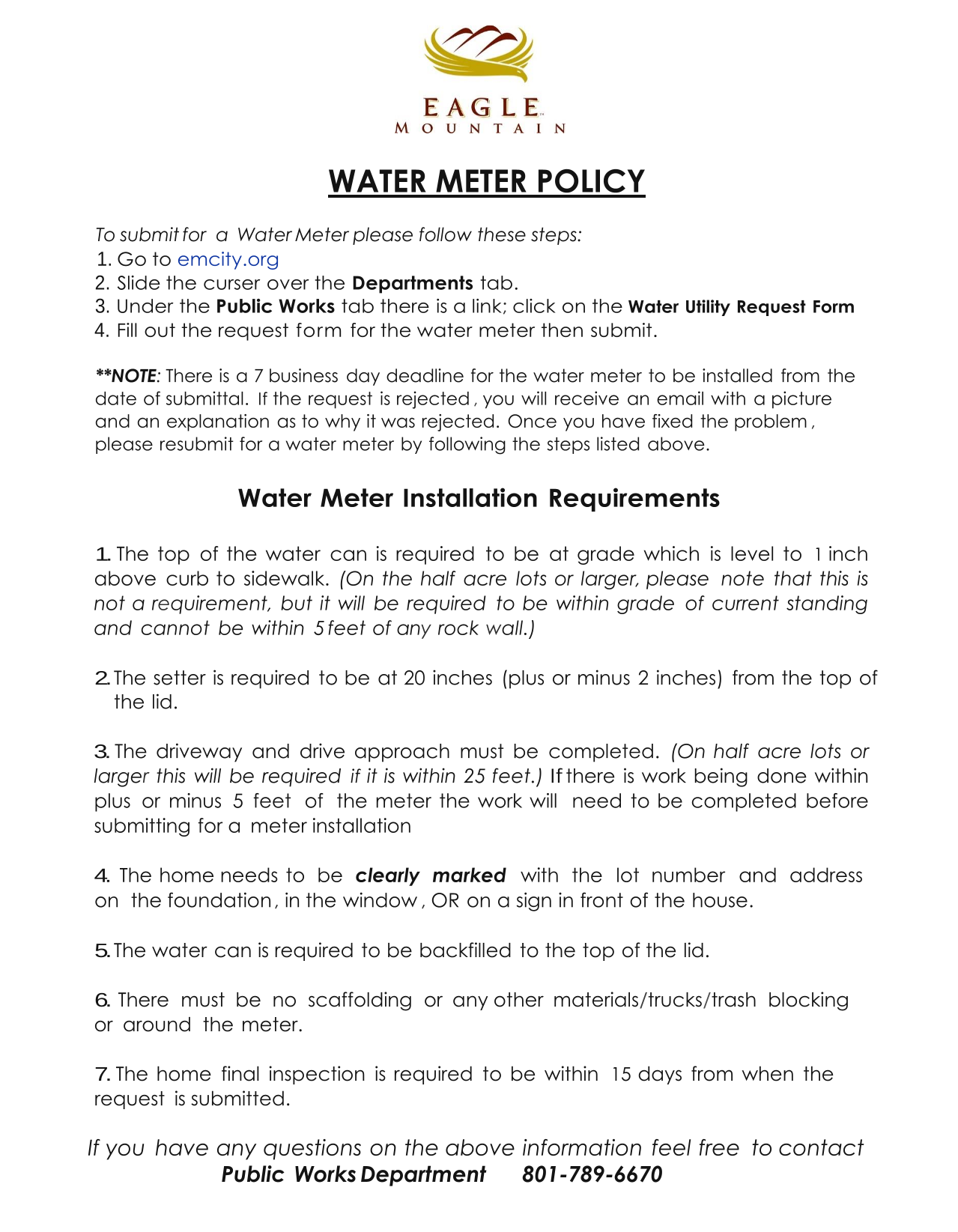 WATER METER POLICY screenshot