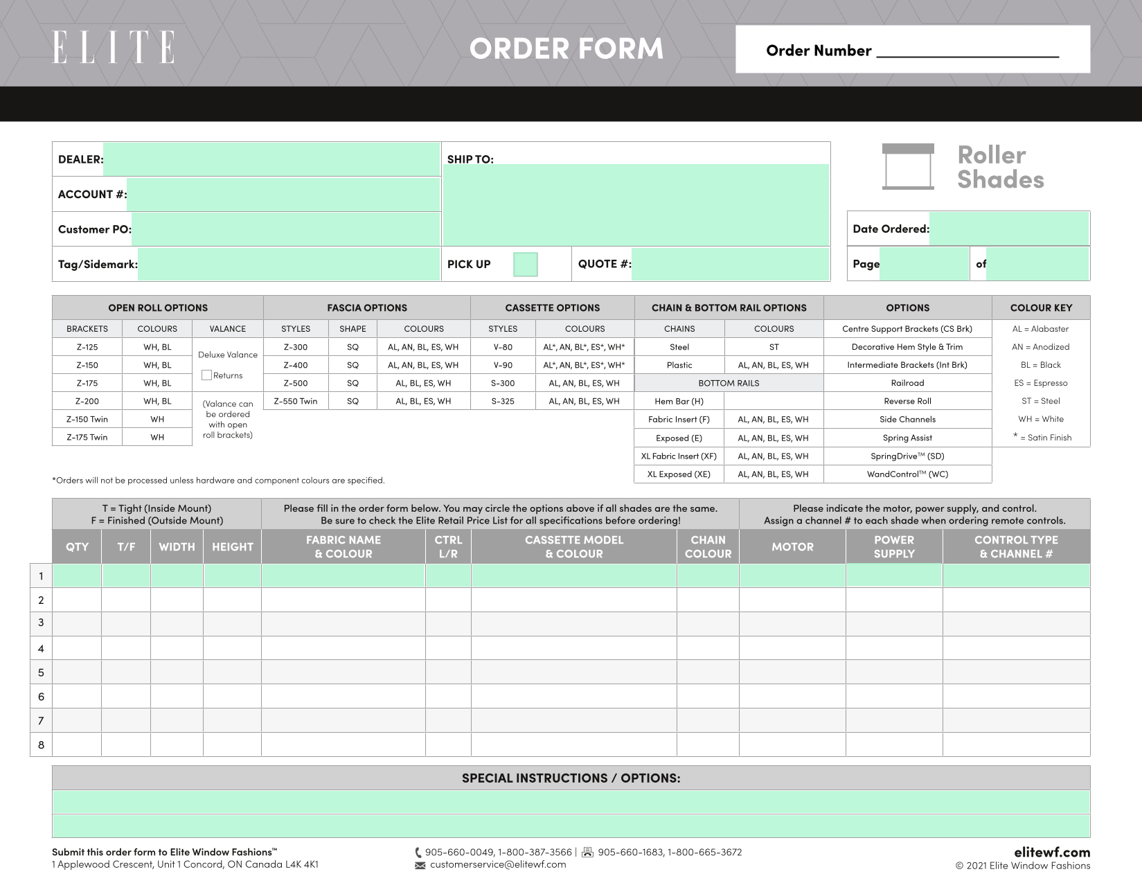 Order Form screenshot