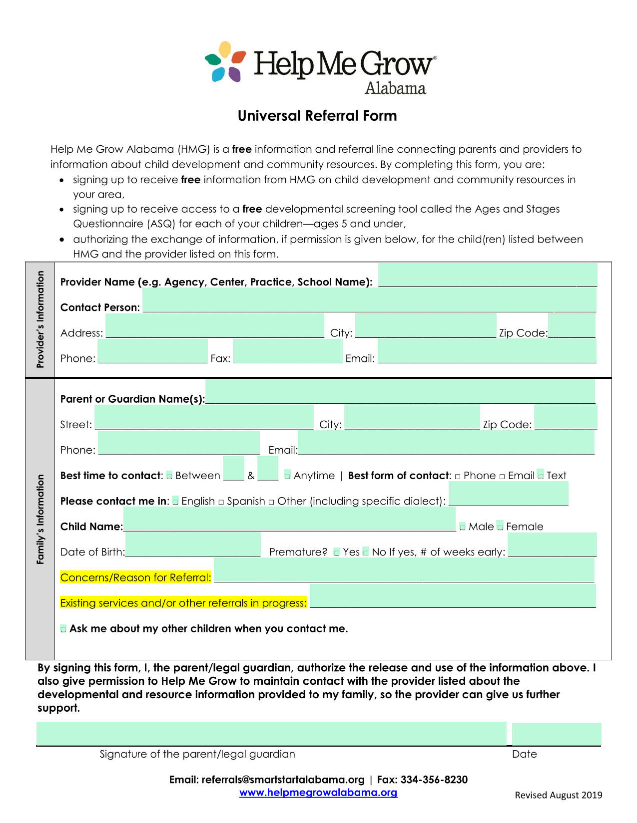 Universal Referral Form screenshot