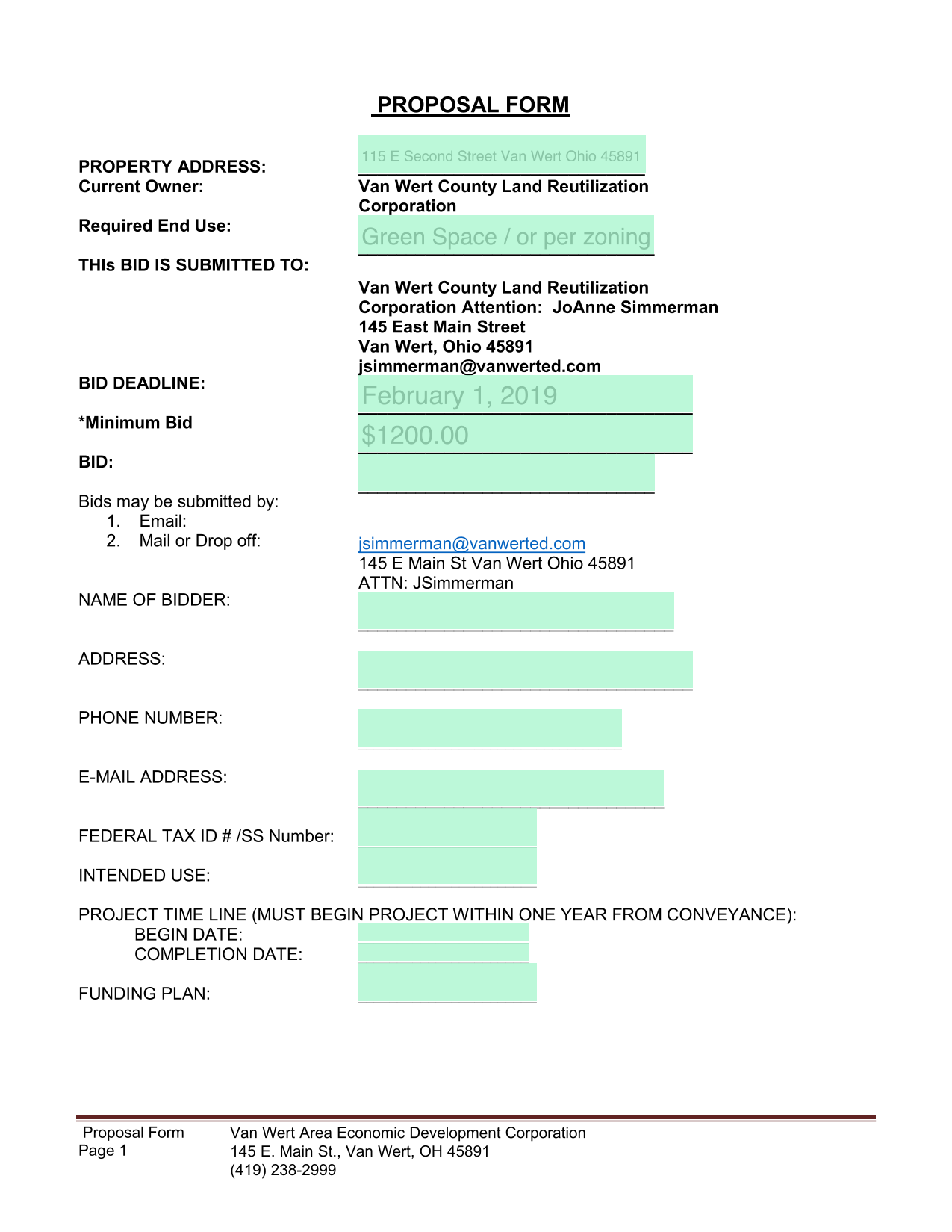 Proposal Form screenshot