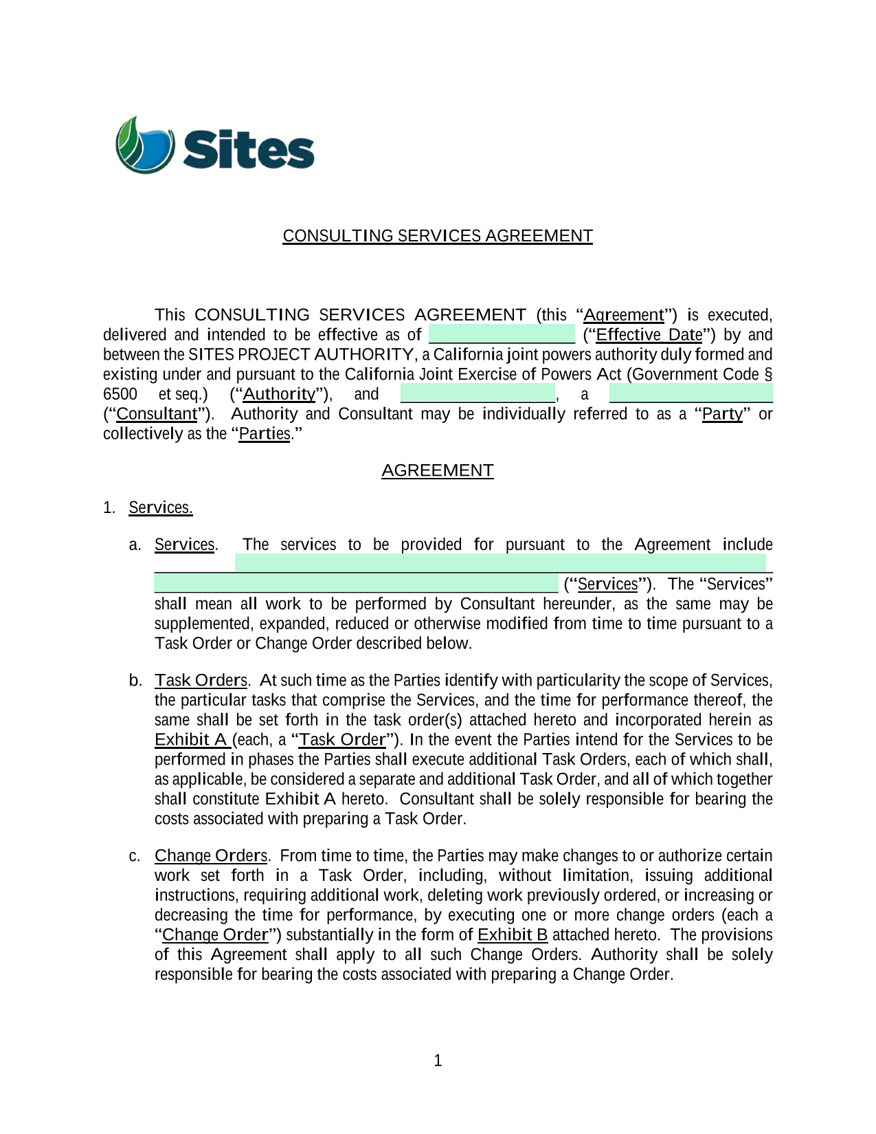 Consulting Services Agreement screenshot