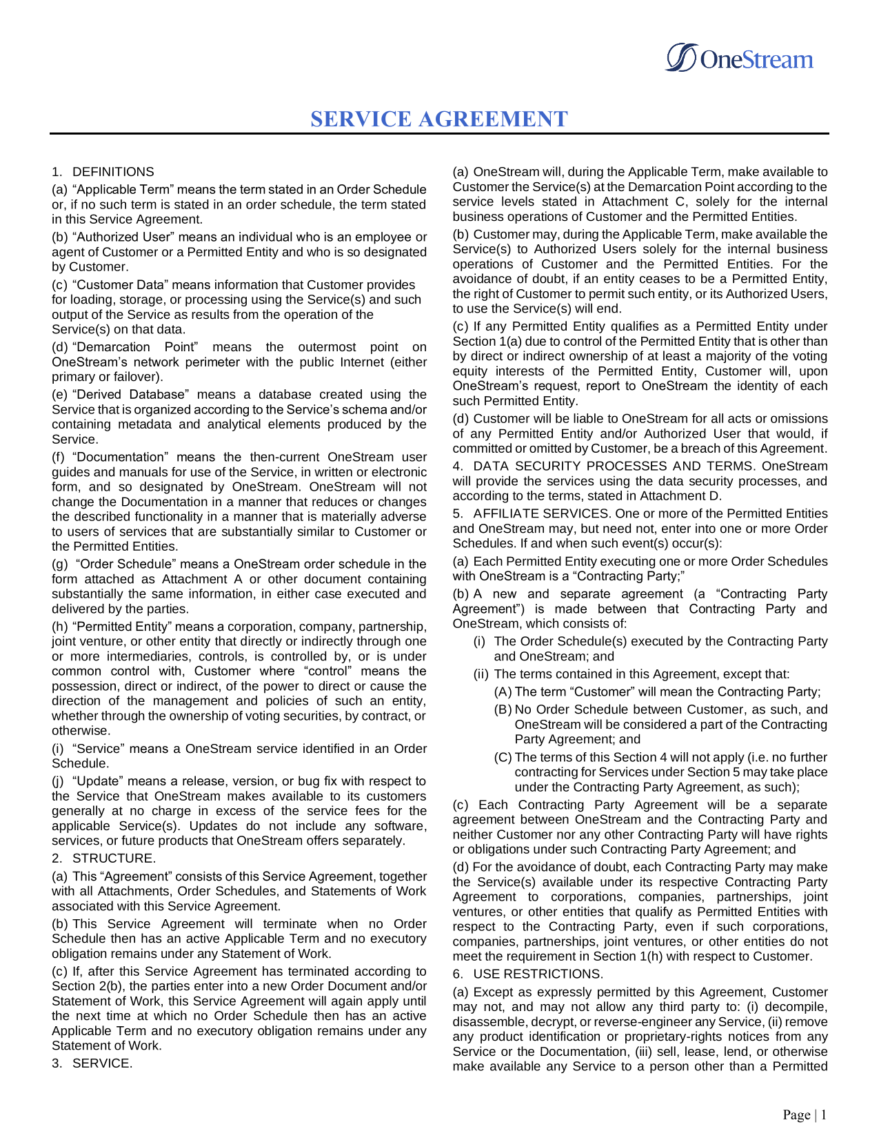 SERVICE AGREEMENT screenshot
