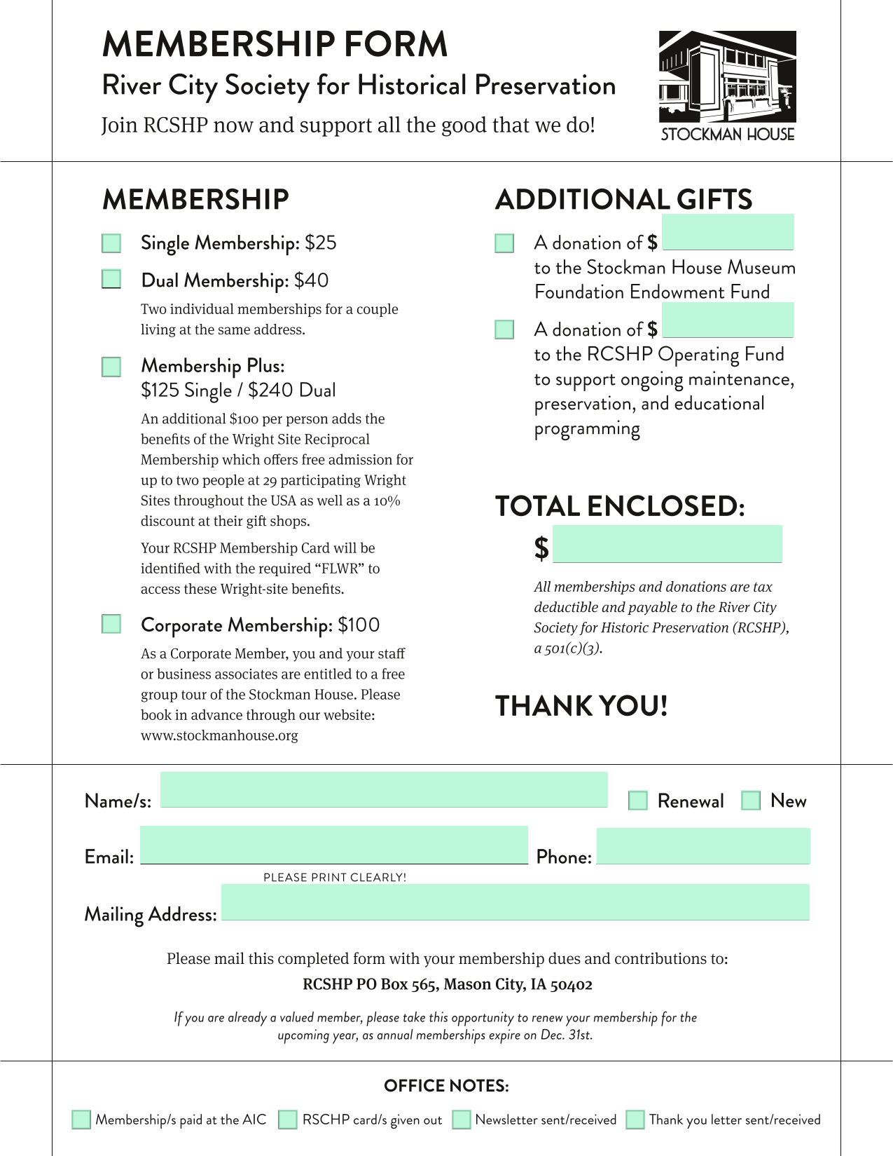 Membership Form screenshot