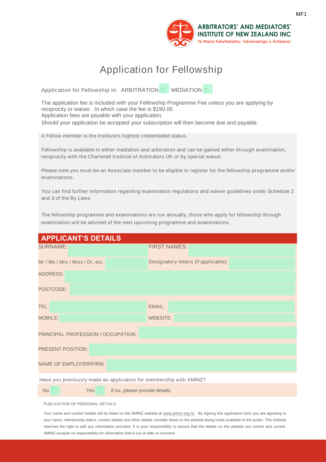 Application For Fellowship screenshot