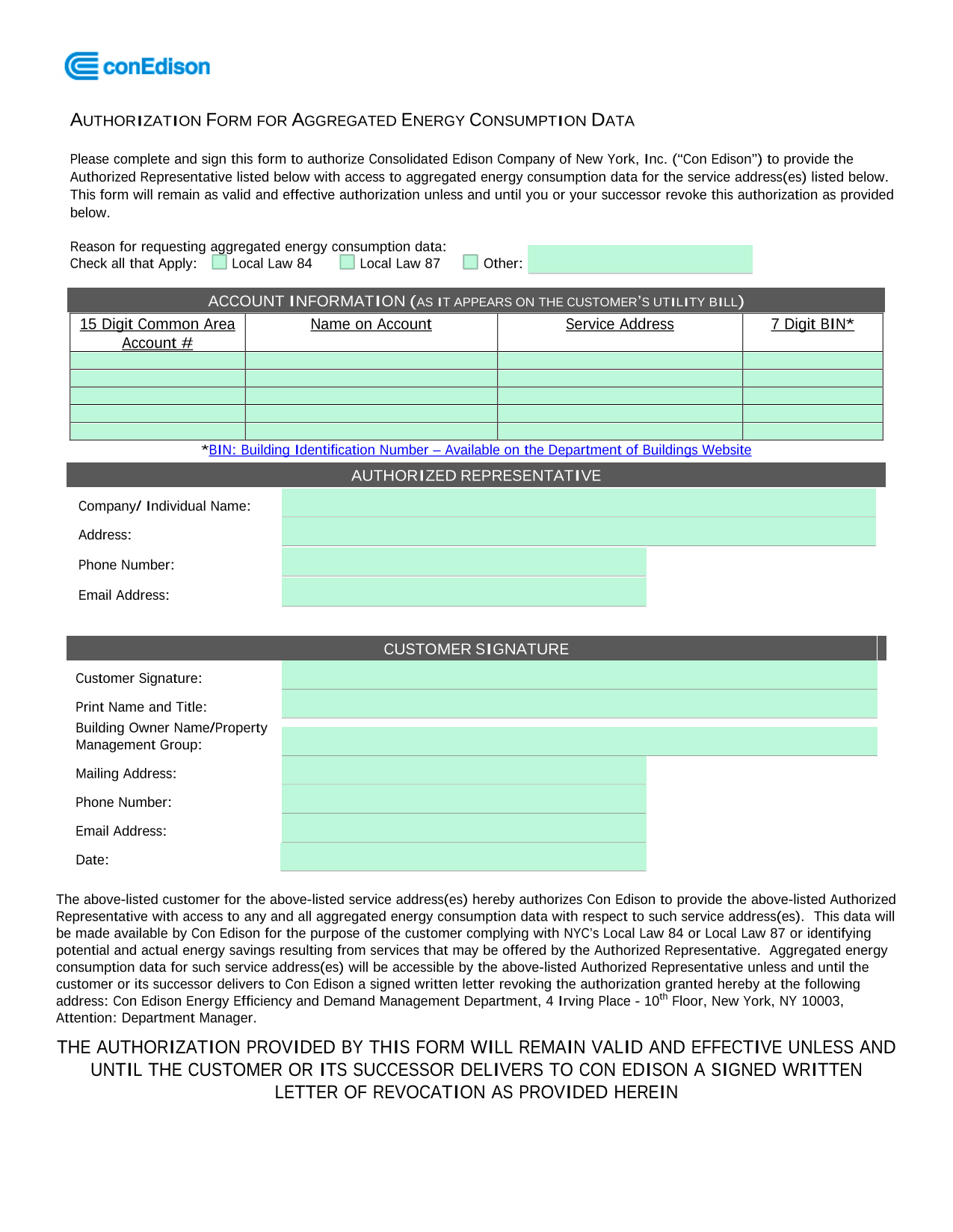 Authorization Form For Aggregated Energy Consumption Data screenshot